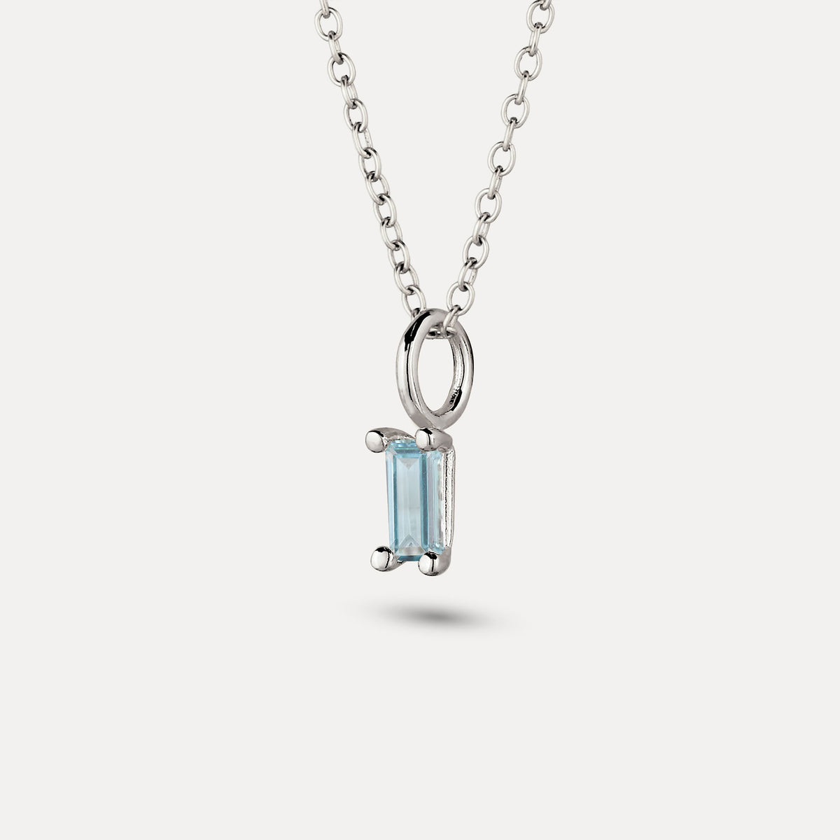 Blauer Aquamarin Anhänger - Baguette