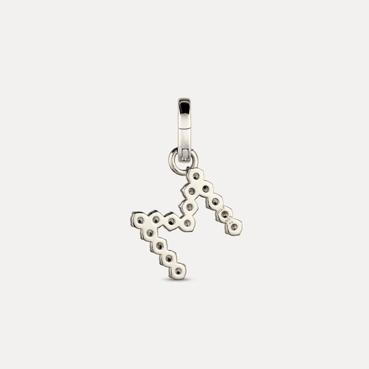 Zirconia Letter Pendant - M in 925 Silber