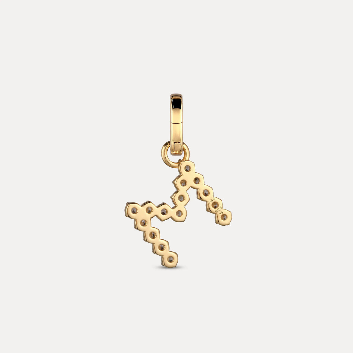 Zirconia Letter Pendant - M in 24k Gold Vermeil