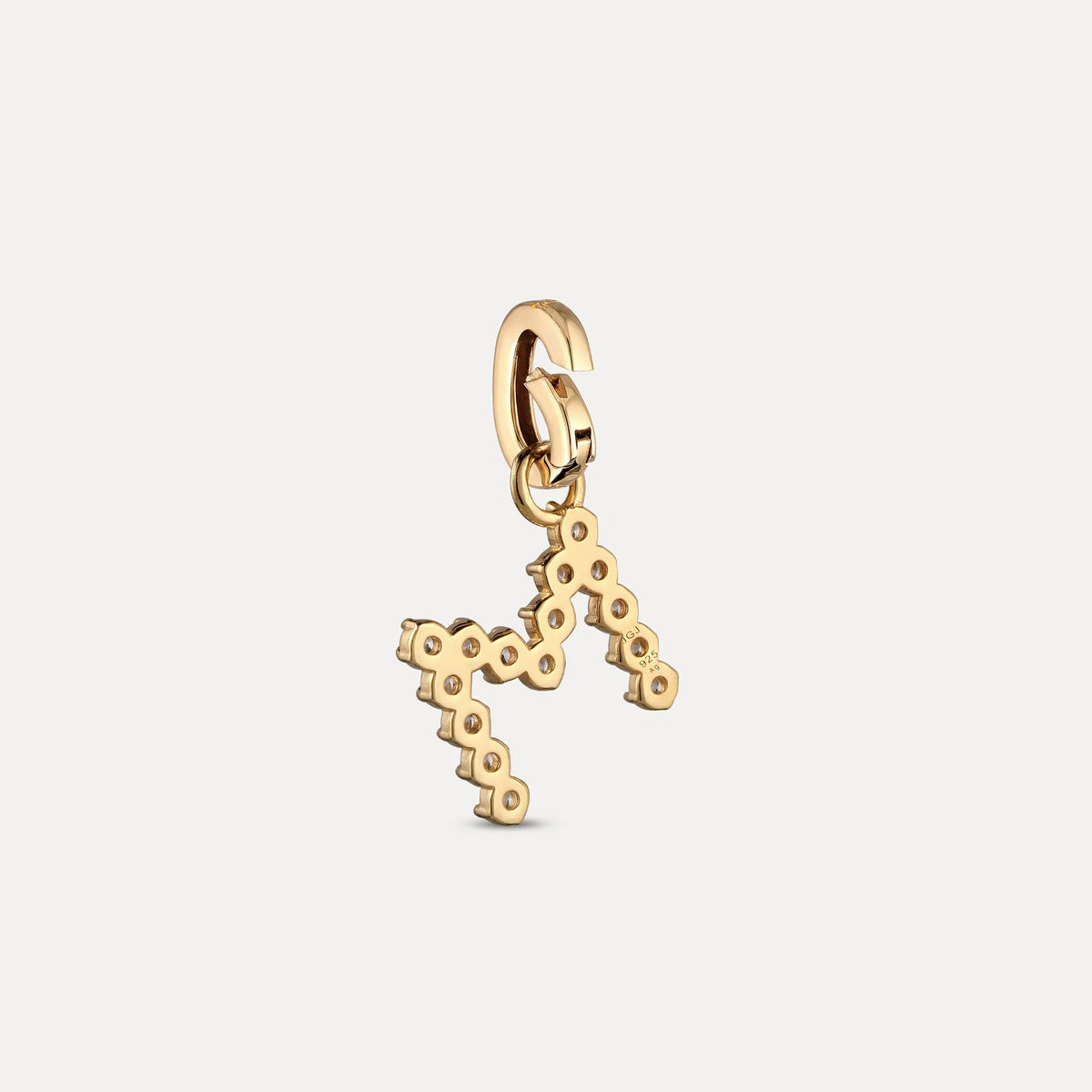 Zirconia Letter Pendant - M in 24k Gold Vermeil