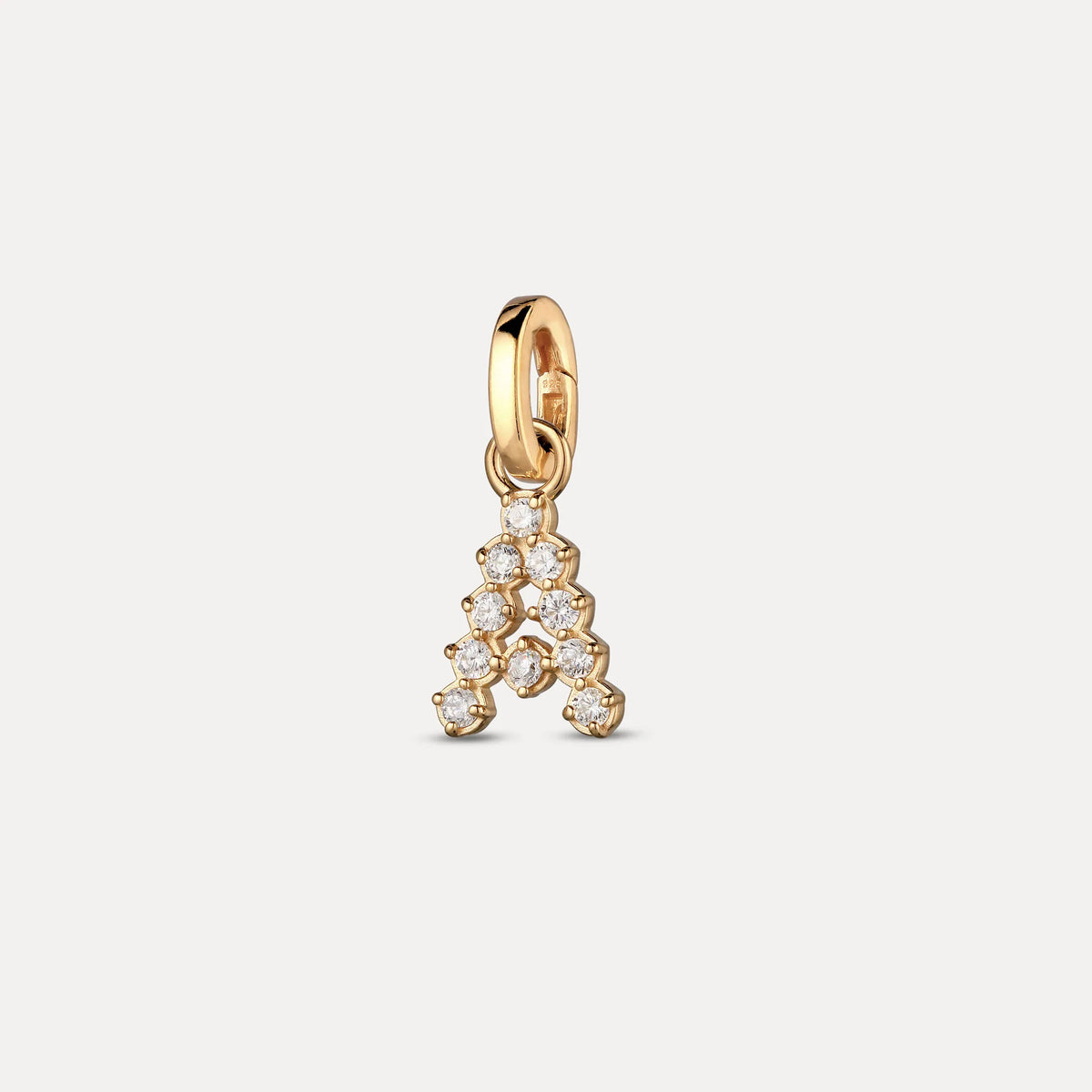 Zirconia Letter Pendant - A in 24k Gold Vermeil