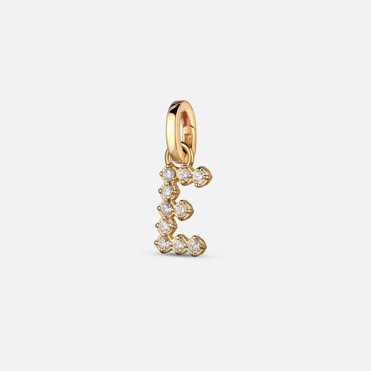 Zirconia Letter Pendant - E in 24k Gold Vermeil
