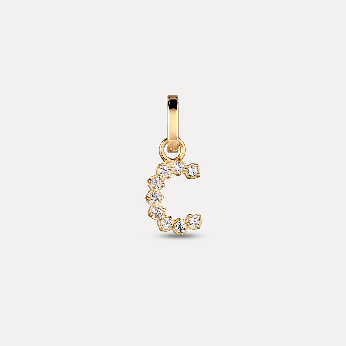 Zirconia Letter Pendant - C in 24k Gold Vermeil