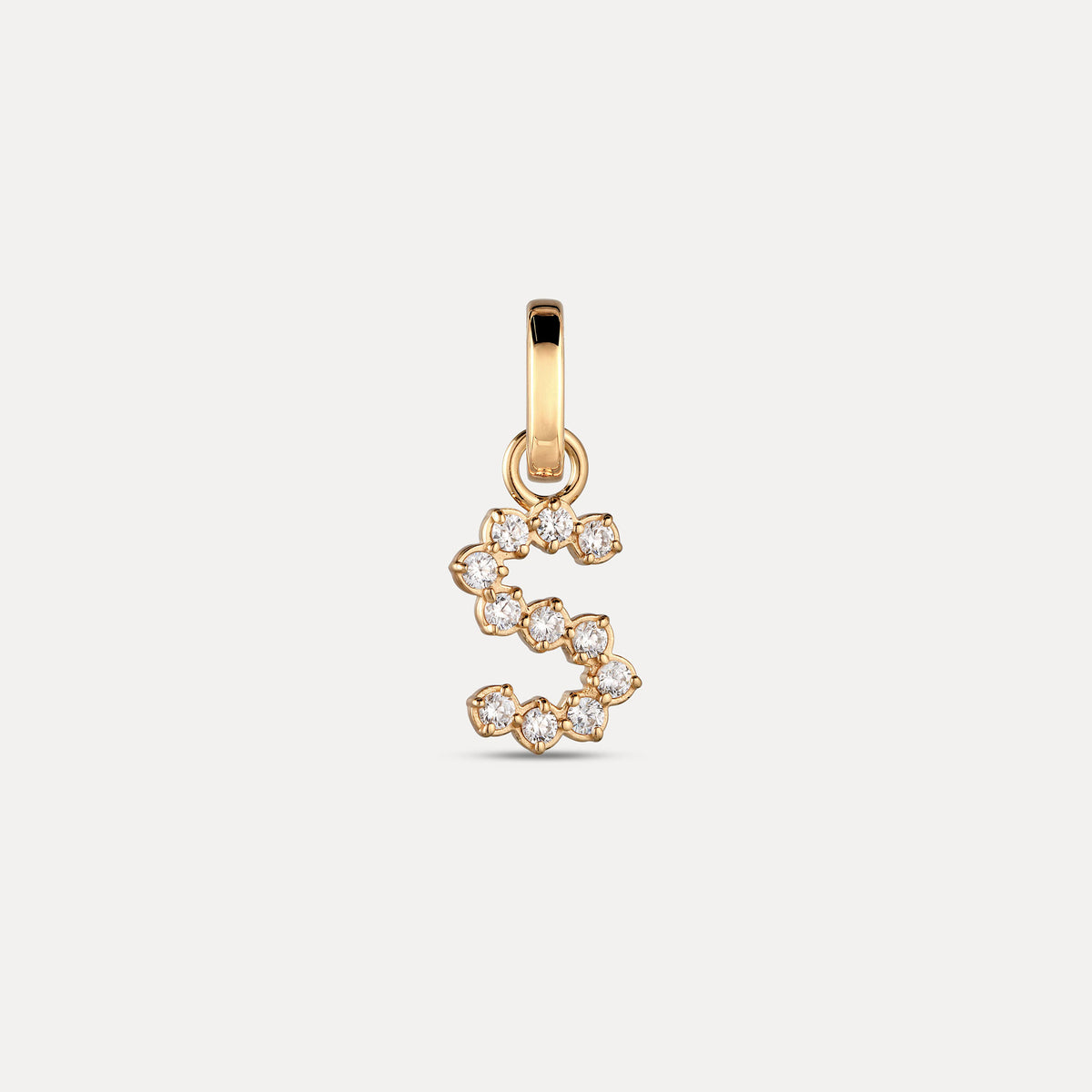 Zirconia Letter Pendant - S in 24k Gold Vermeil