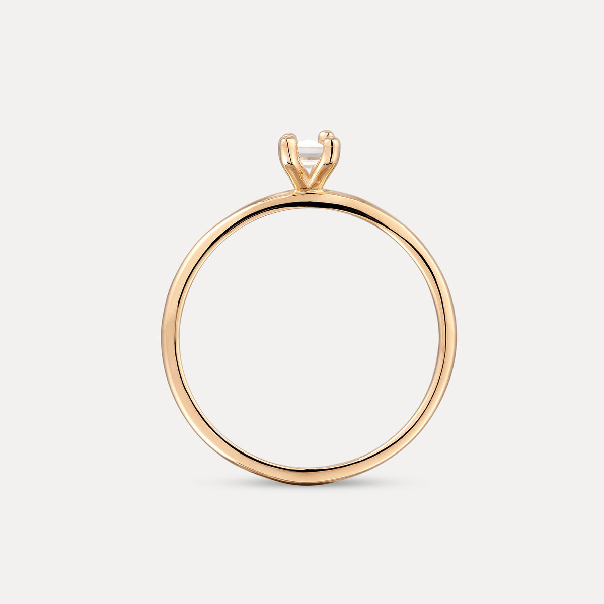 Weißer Beryll Solitär Ring - Baguette | 585 Gold