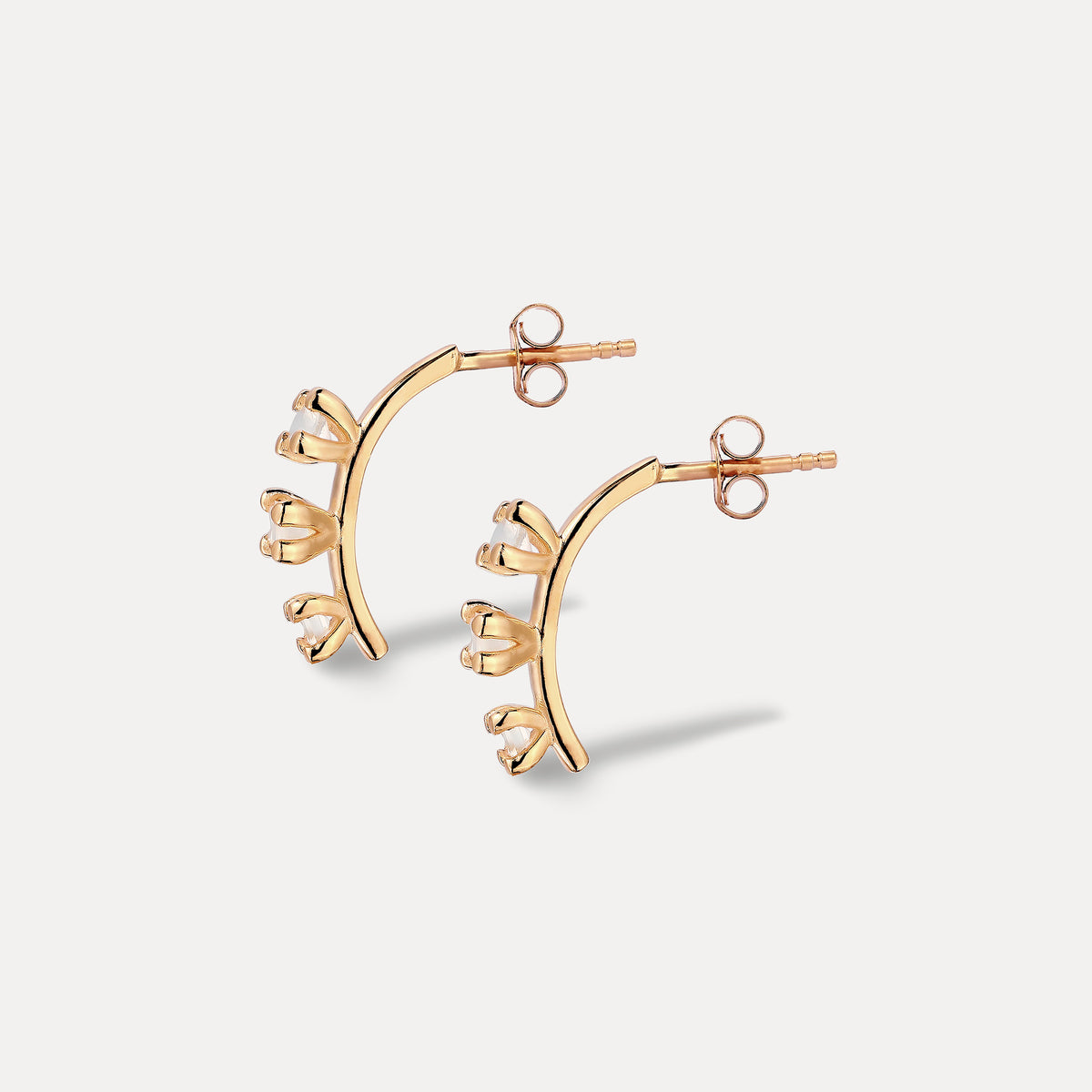 Weißer Mondstein Ohrstecker | 585 Gold