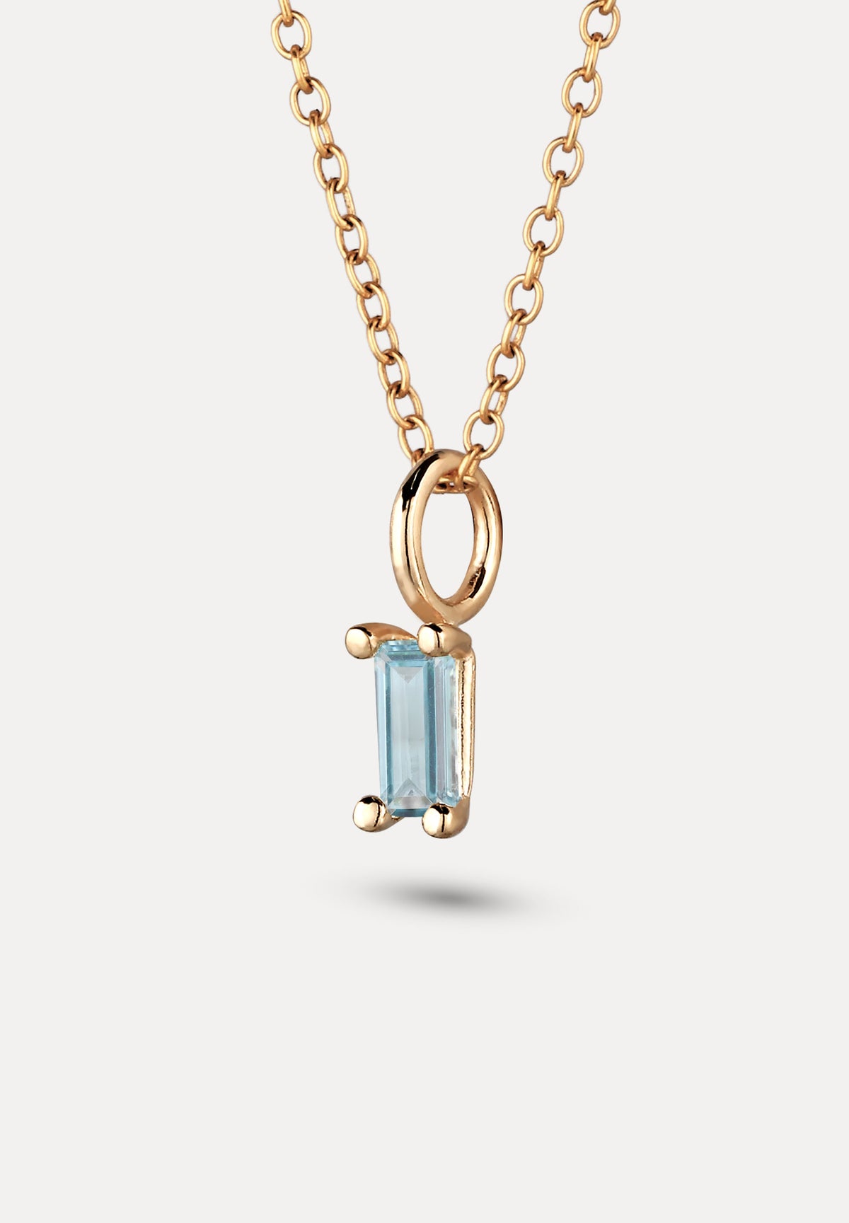 Blauer Aquamarin Anhänger - Baguette | 585 Gold