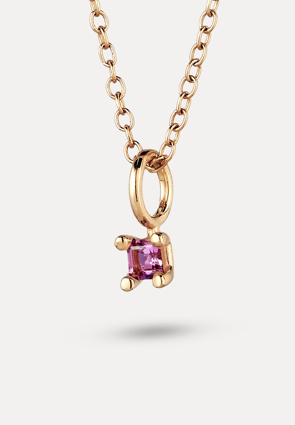 Lila Granat Solitär Anhänger - Square | 585 Gold