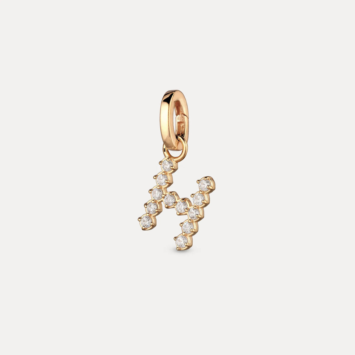 Zirconia Letter Pendant - H in 24k Gold Vermeil