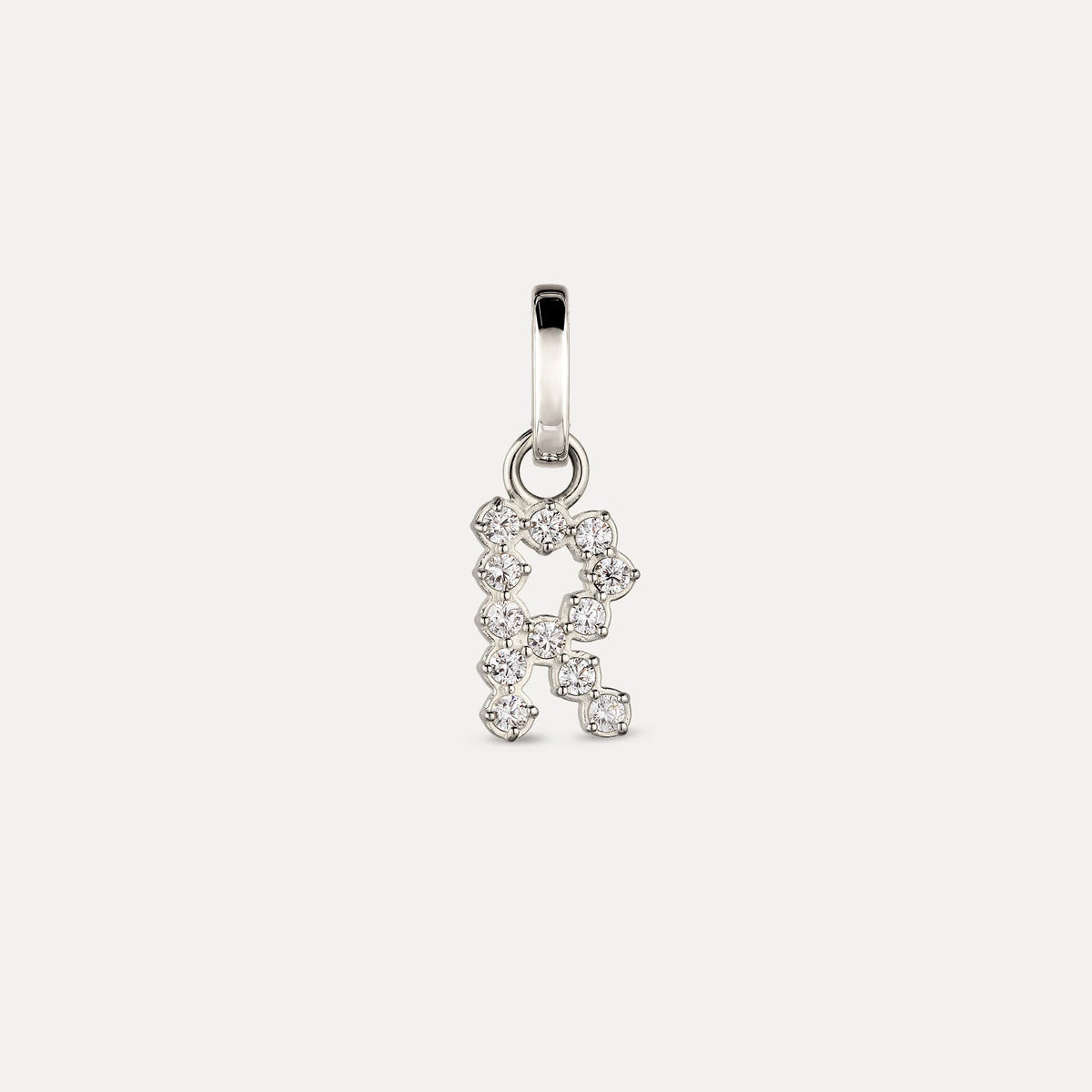 Zirconia Letter Pendant - R in 925 Silber