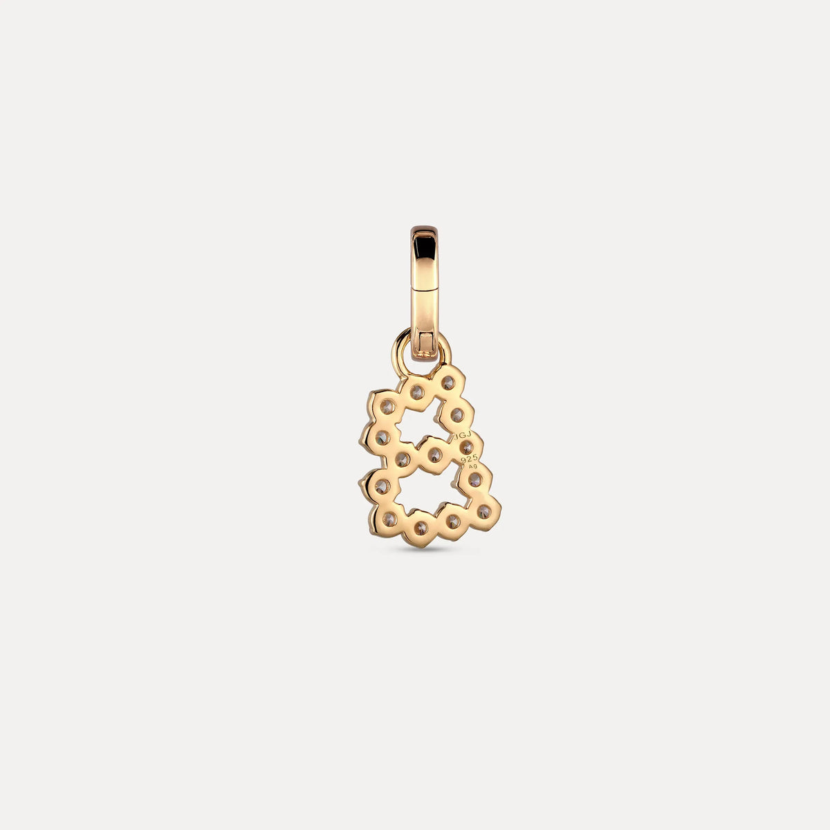 Zirconia Letter Pendant - B in 24k Gold Vermeil
