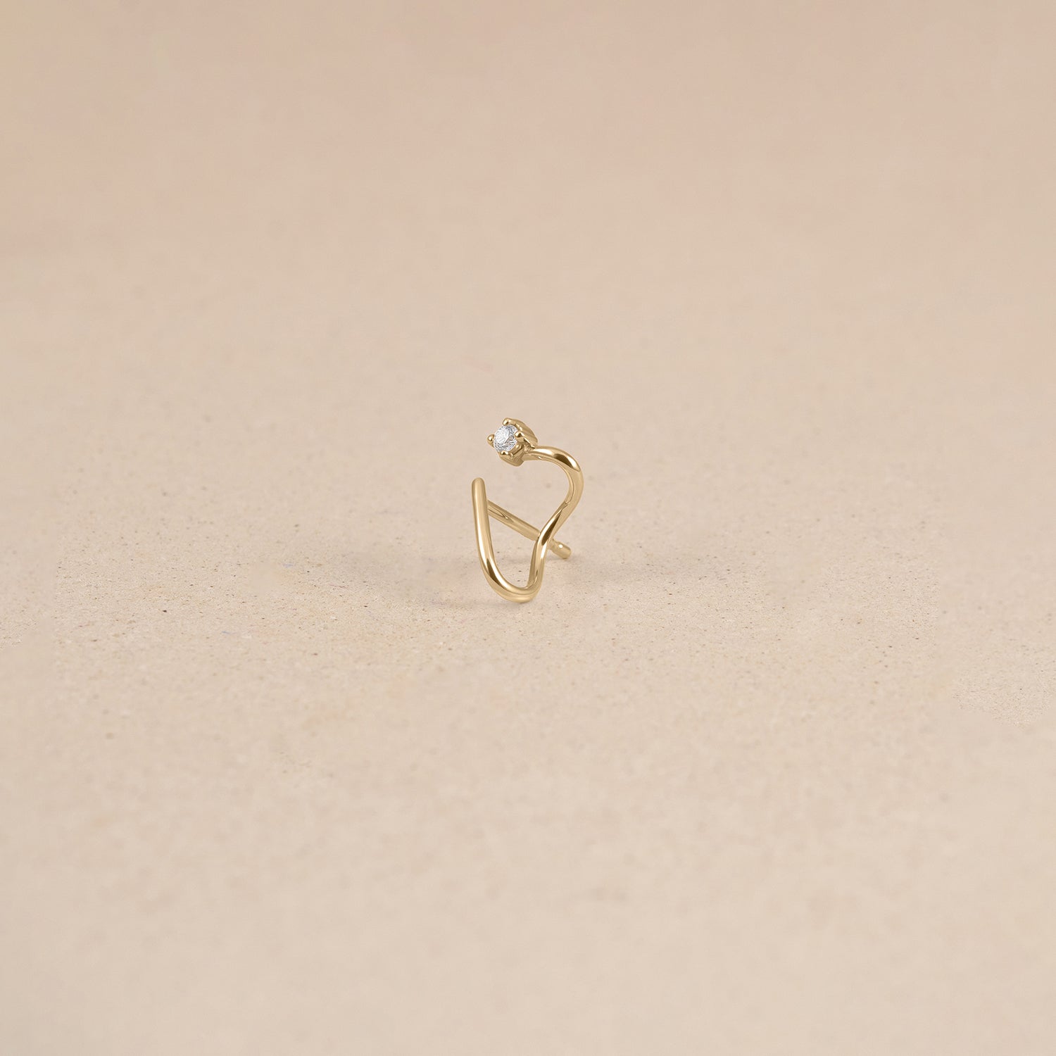 Diamant Double Huggies - Single | 585 Gold