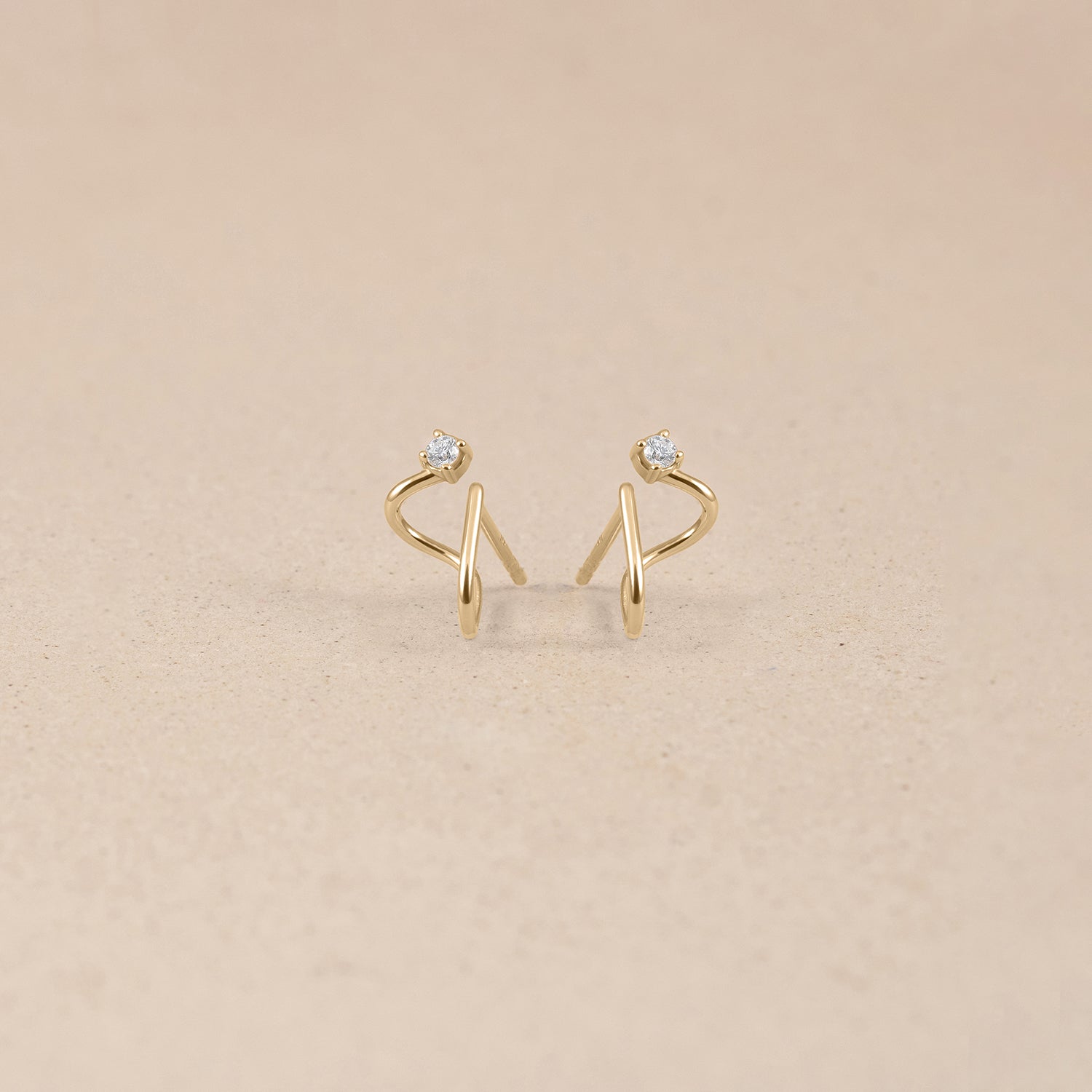 Diamant Double Huggies | 585 Gold