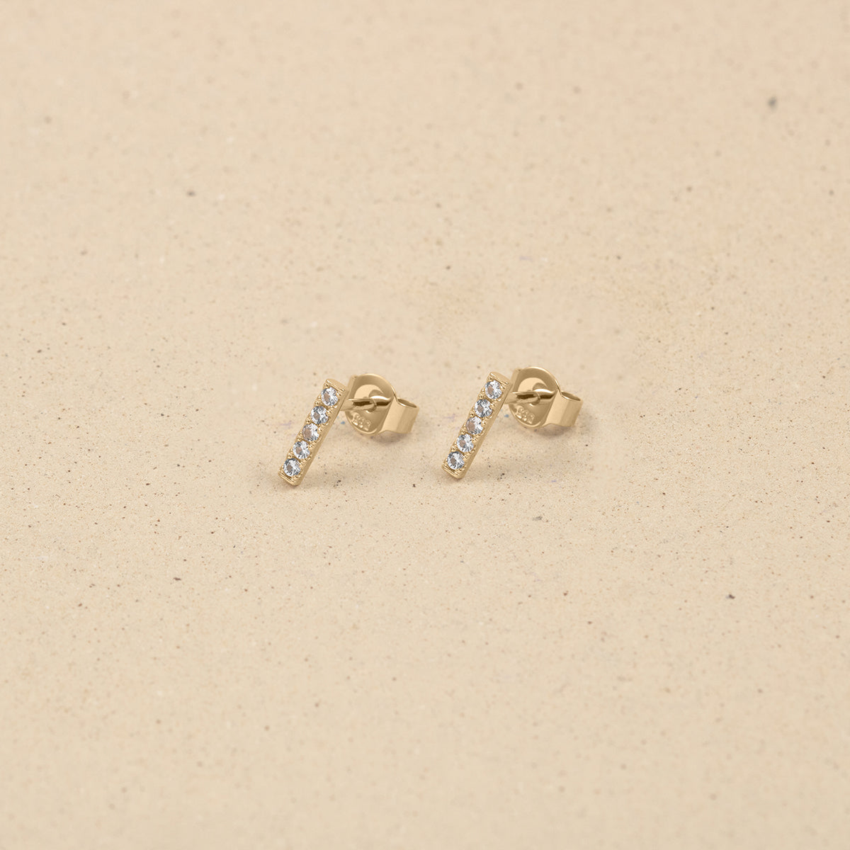 Weißer Saphir Pavé Bar Ohrstecker Ohrringe | 585 Gold