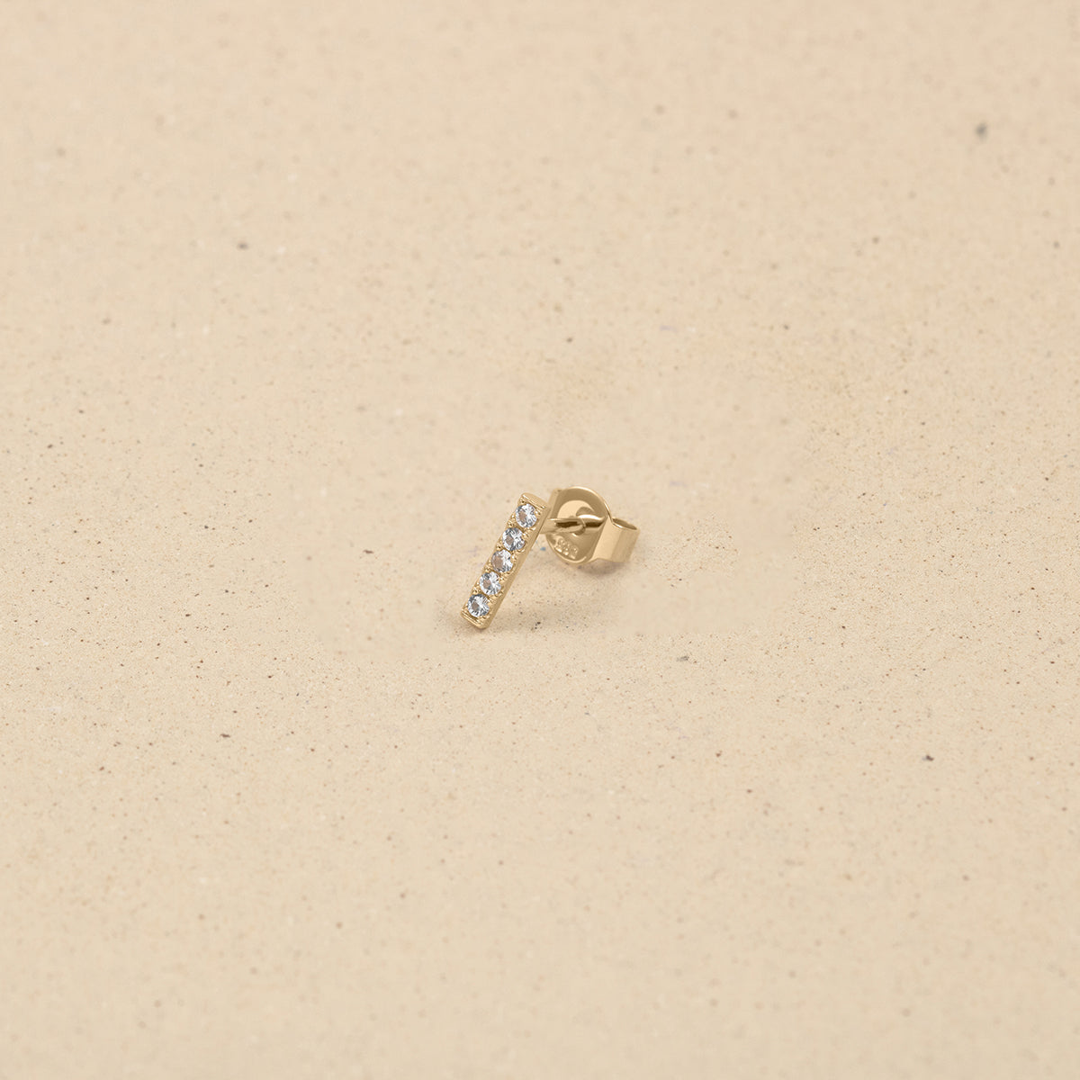 Weißer Saphir Pavé Bar Ohrstecker Ohrringe - Single | 585 Gold