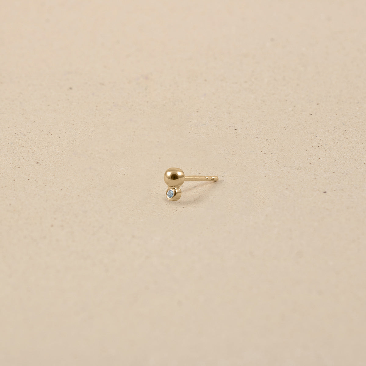 Aquamarin Two Dots Ohrstecker - Single | 585 Gold