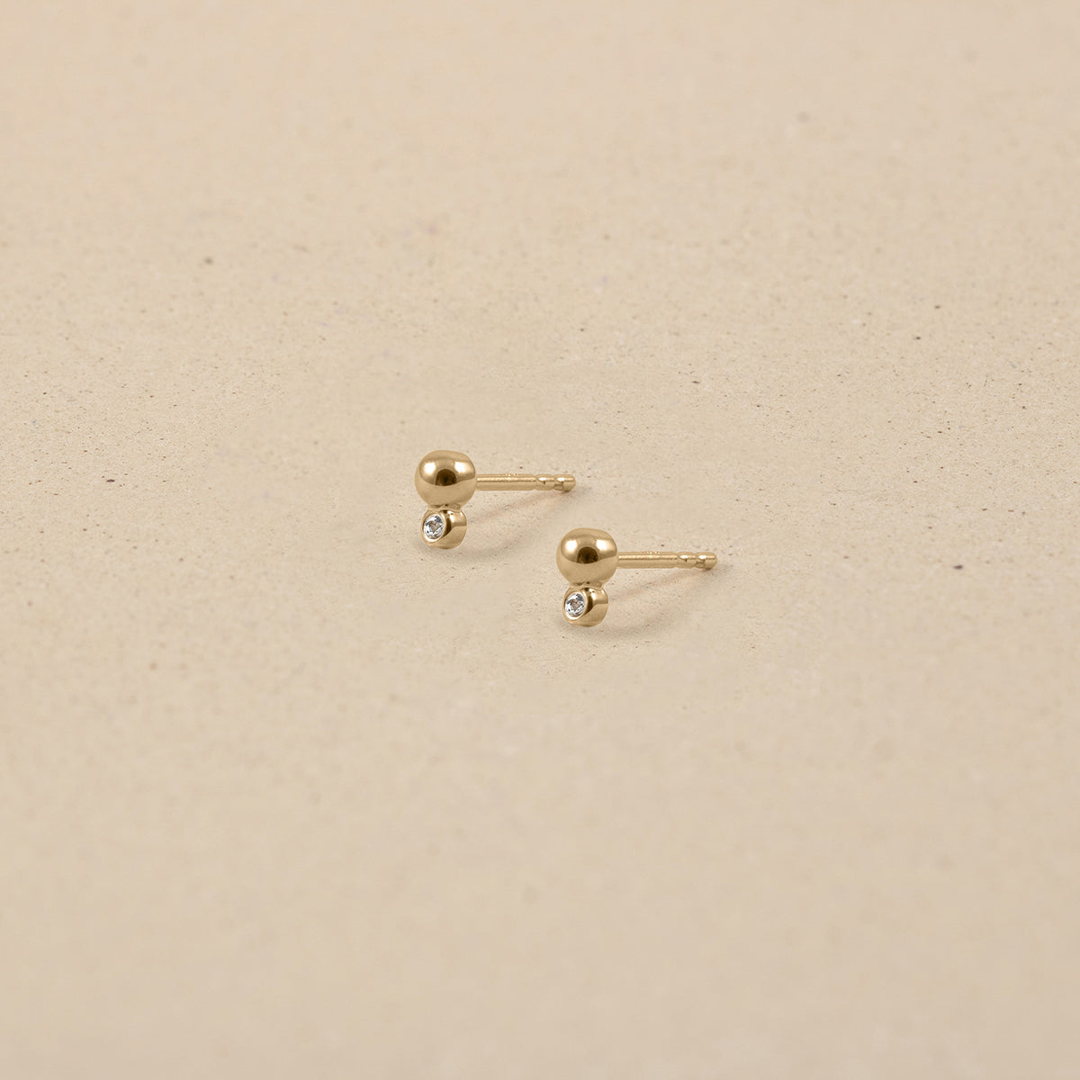 Weißer Saphir Two Dots Ohrstecker Ohrringe | 585 Gold