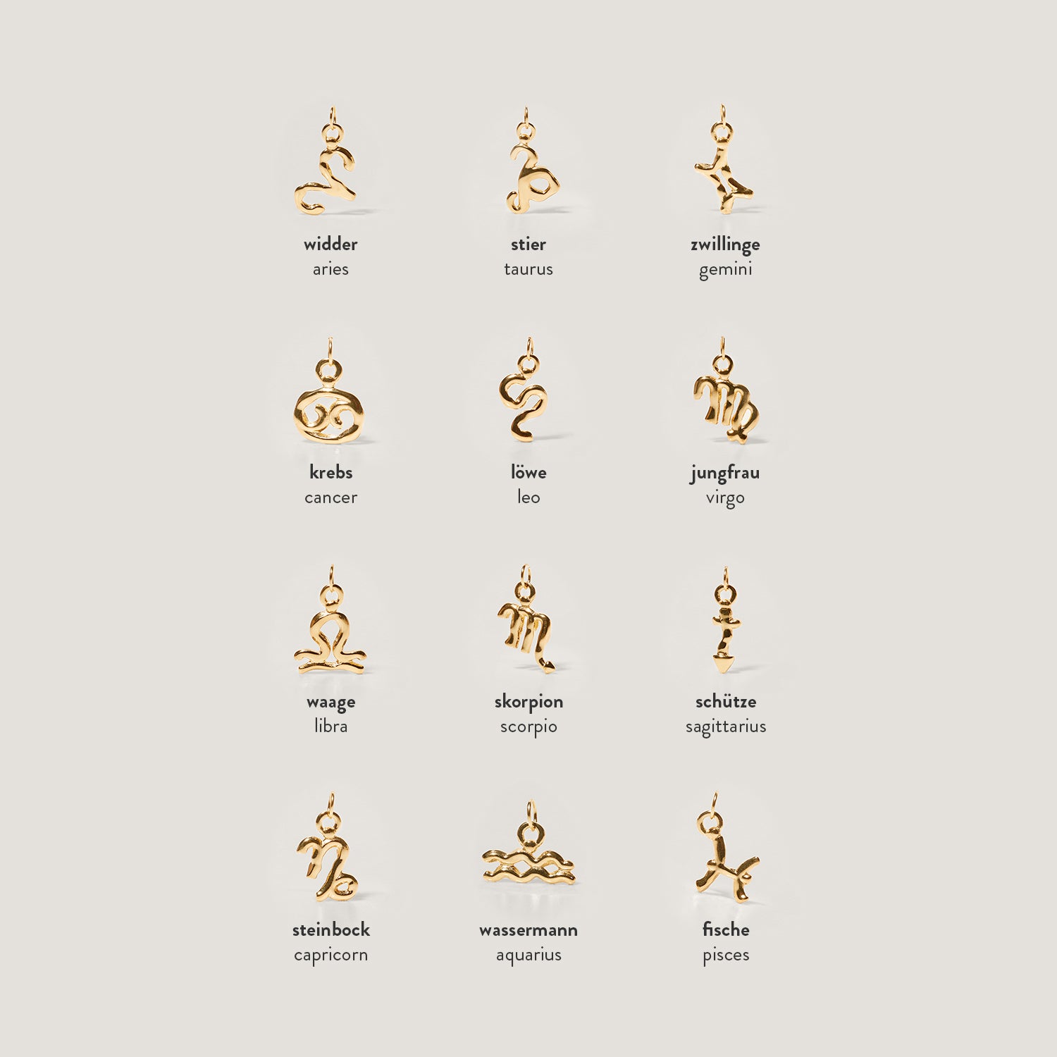 Zodiac Charm Anhänger | 585 Gold