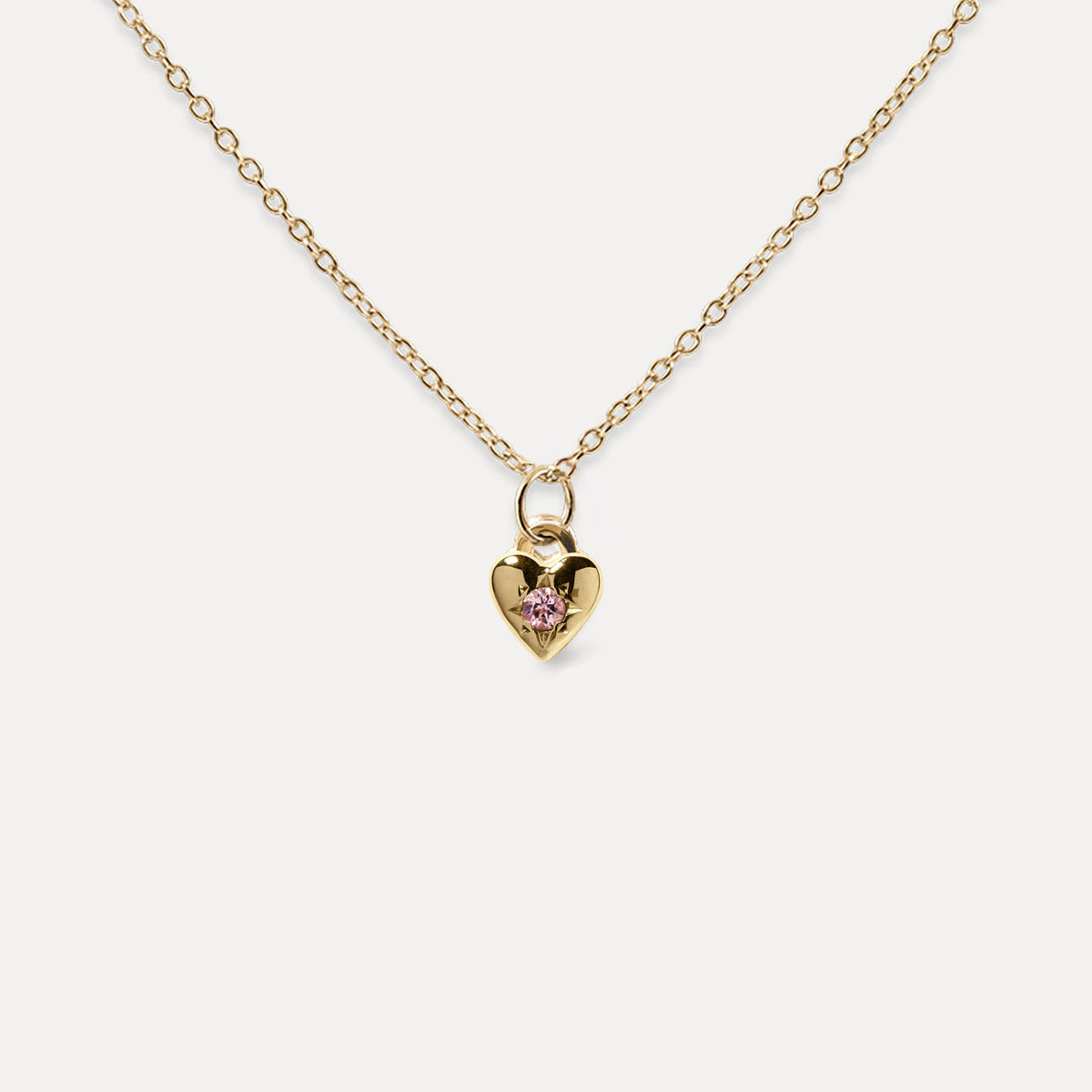 Rosa Turmalin Heart Kette | 585 Gold