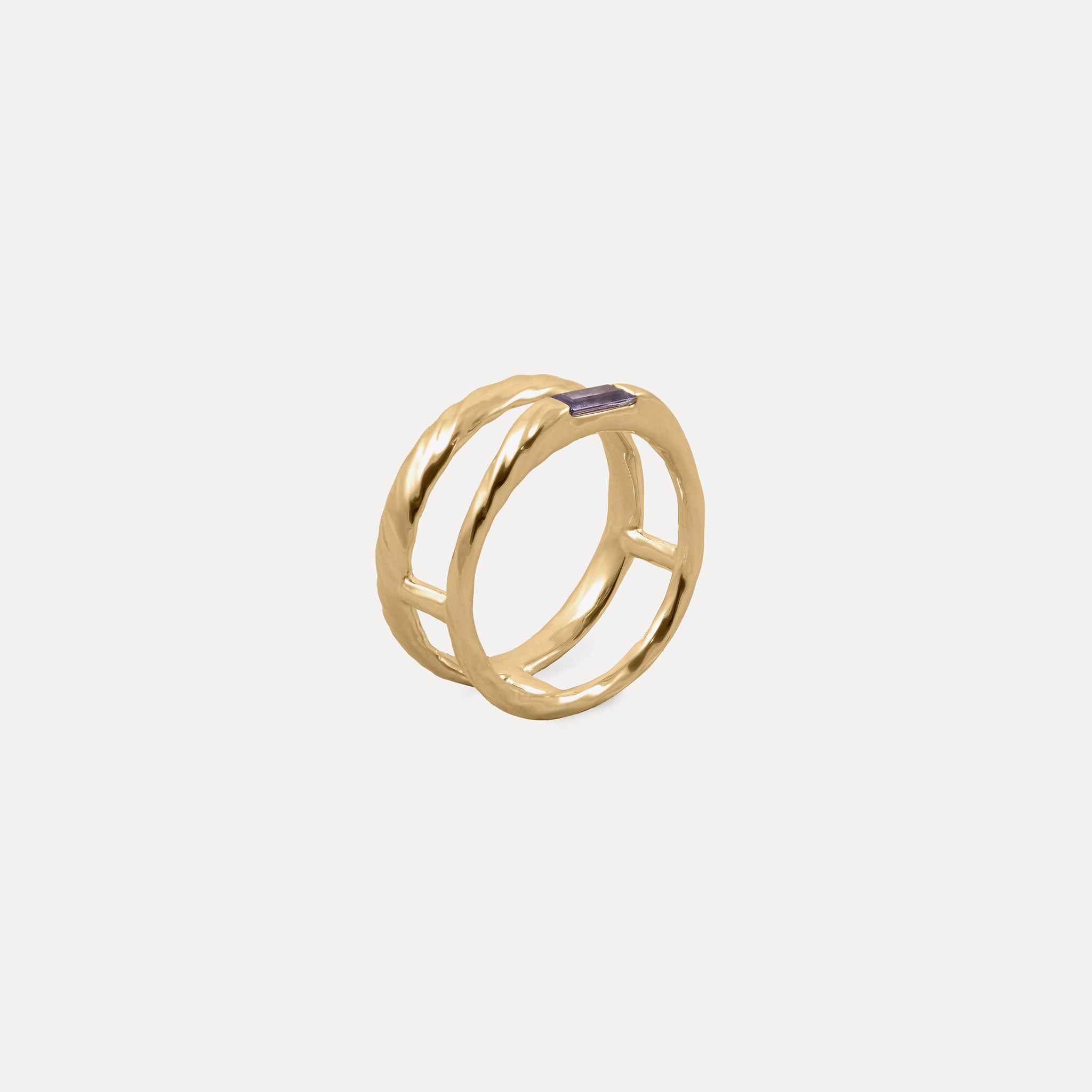 Iolith Baguette Double Ring | 585 Gold