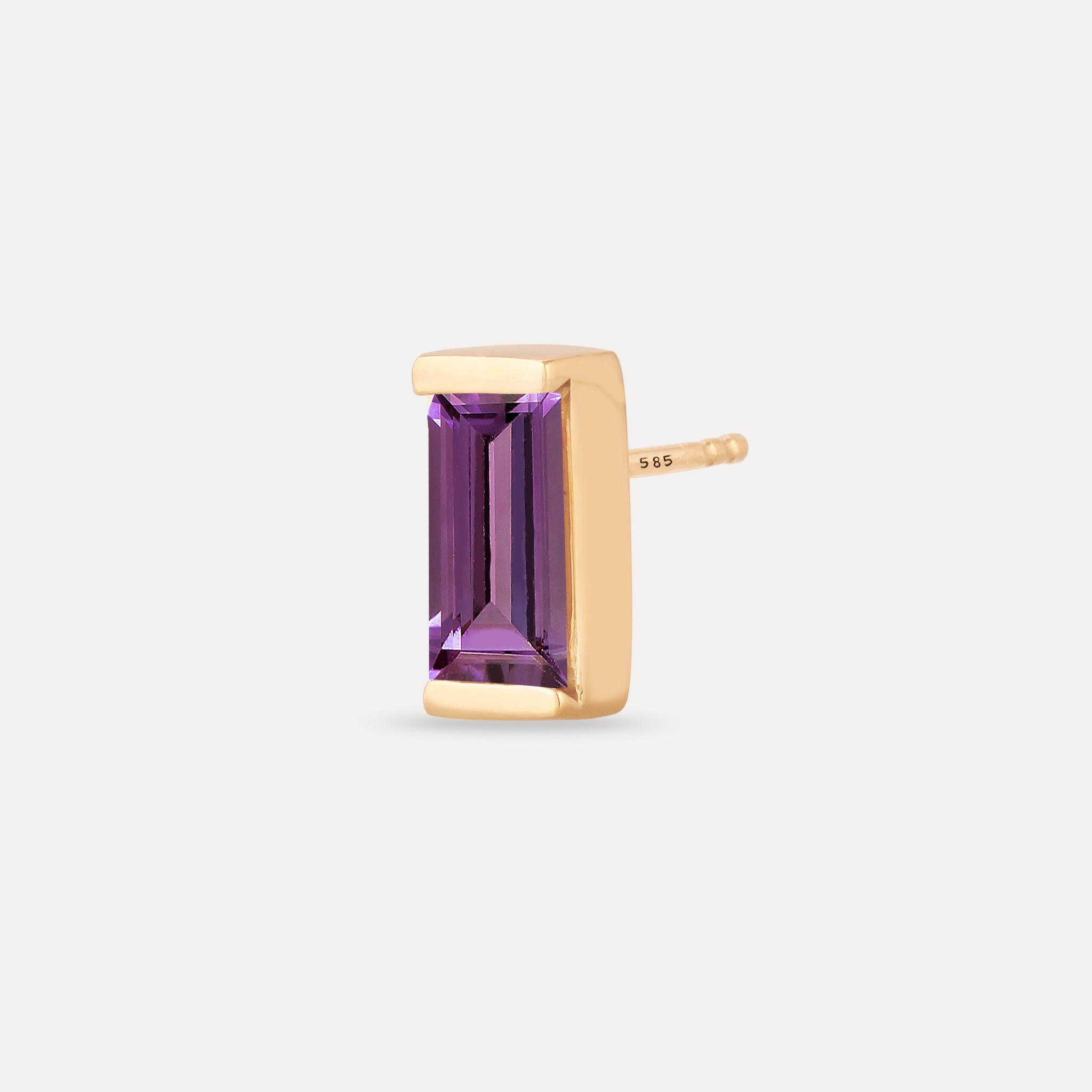 Amethyst Balance Baguette Ohrstecker Ohrringe - Single | 585 Gold