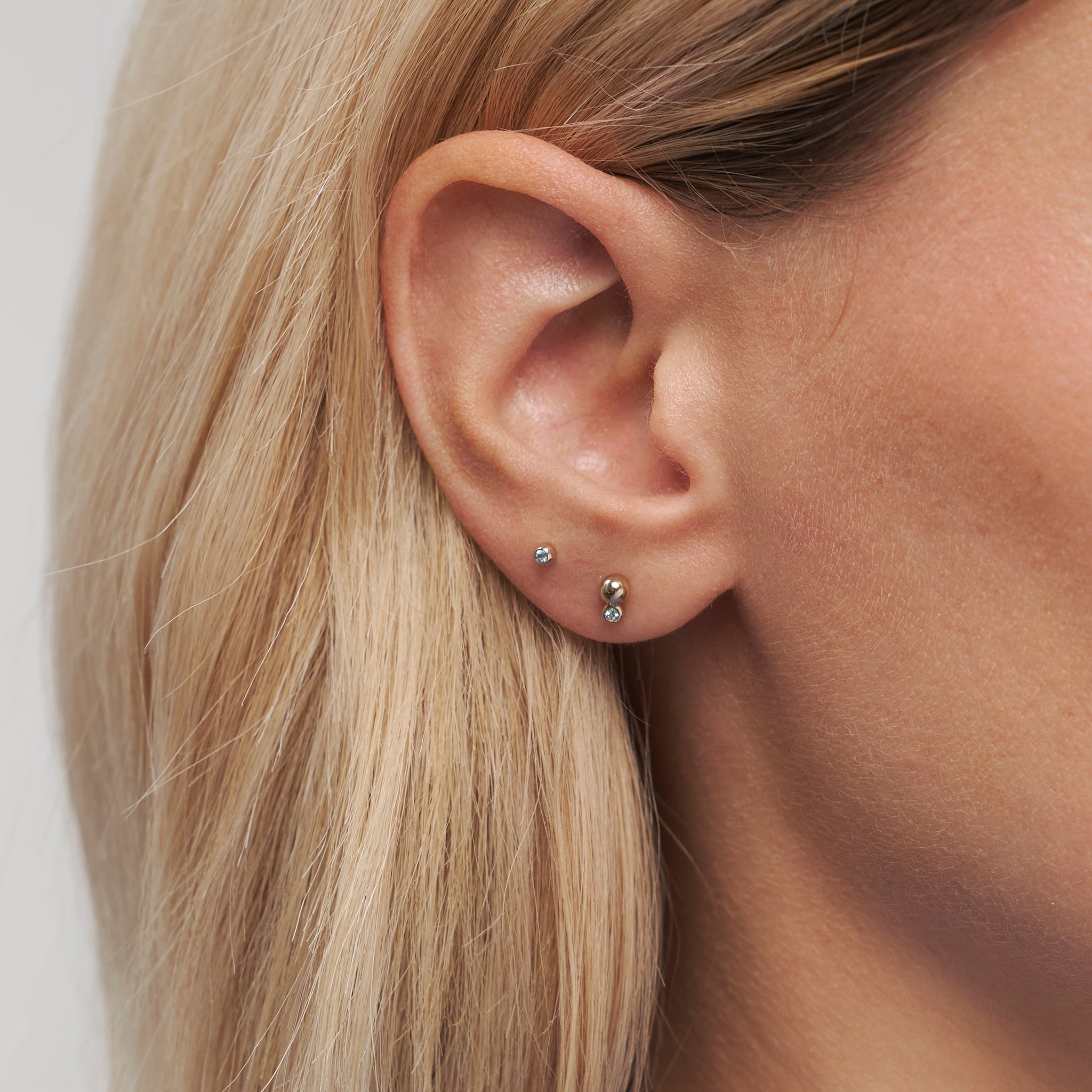 Aquamarin Brilliant Dot Ohrstecker Ohrringe | 585 Gold