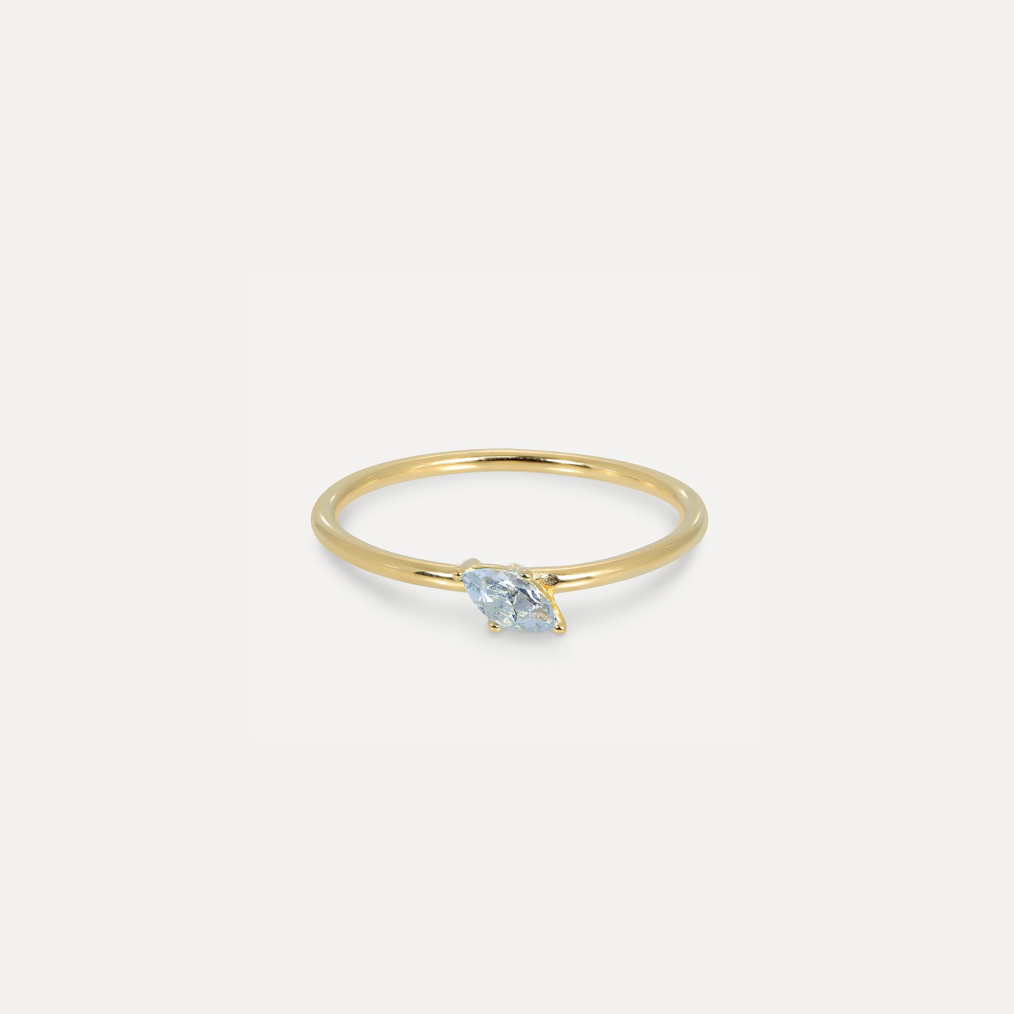 Aquamarin Navette Solitär Ring | 585 Gold
