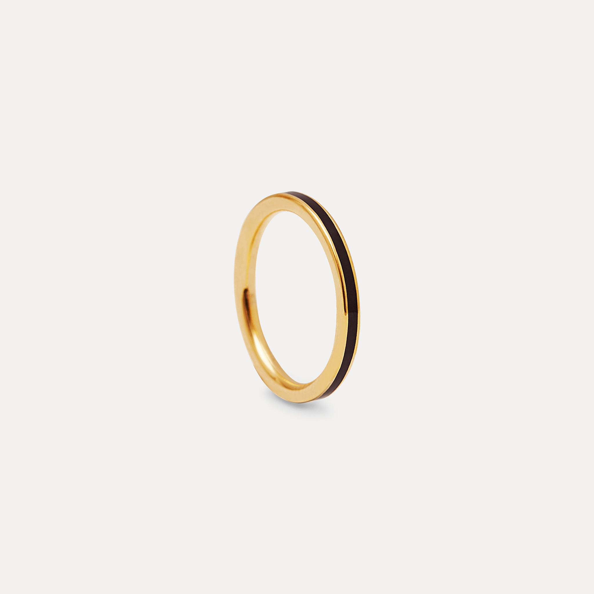 Schwarz Enamel Thin Ring
