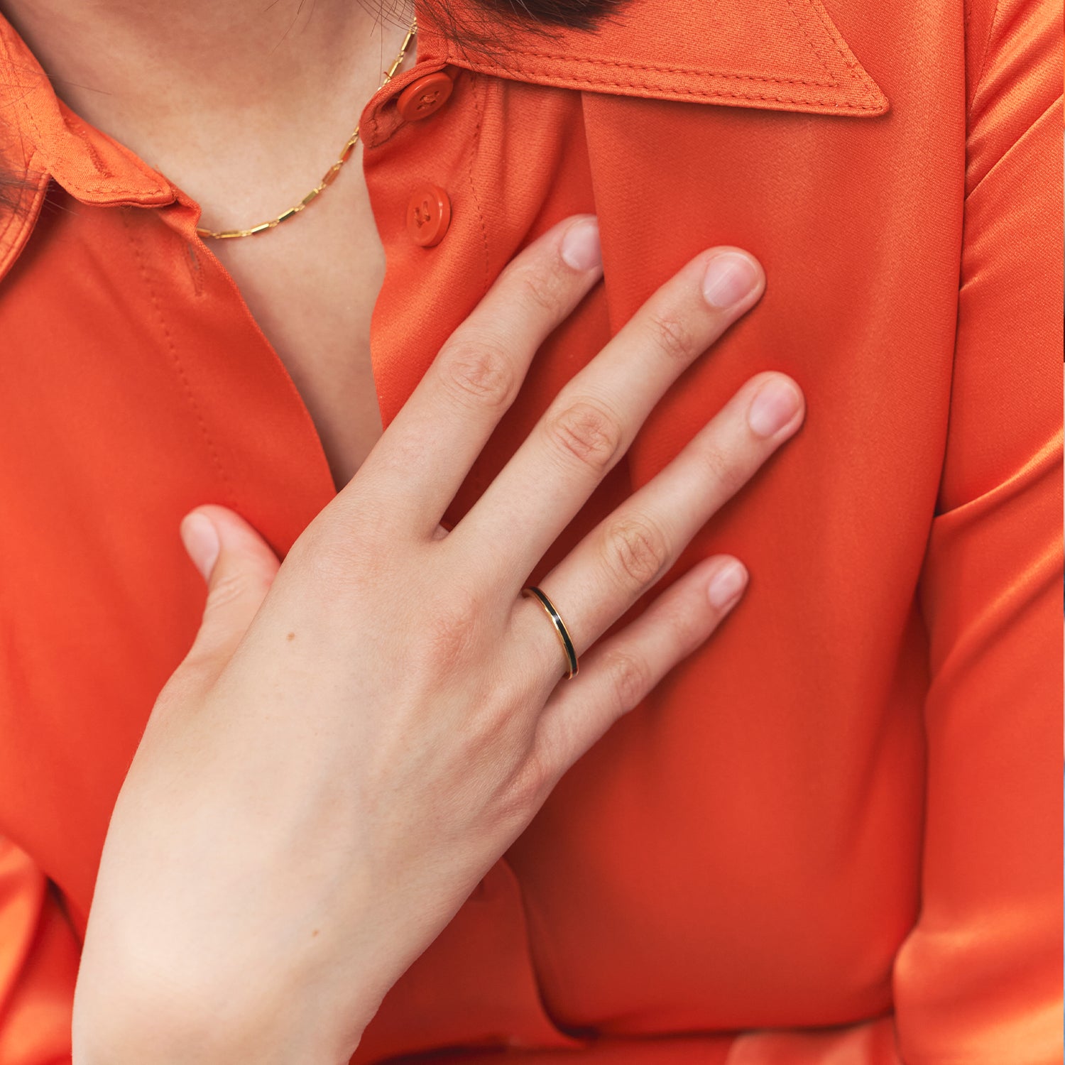 Schwarz Enamel Thin Ring