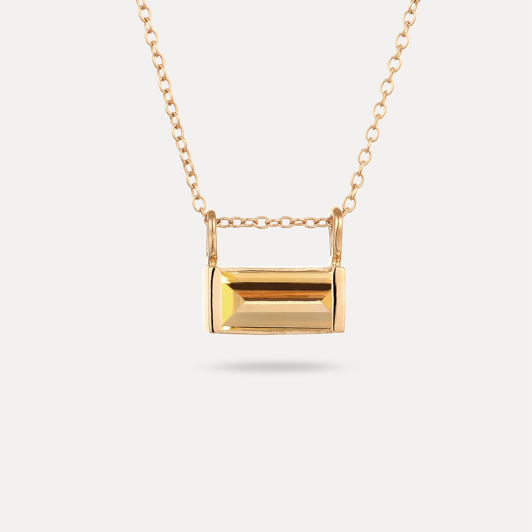 Citrin Balance Baguette Anhänger | 585 Gold