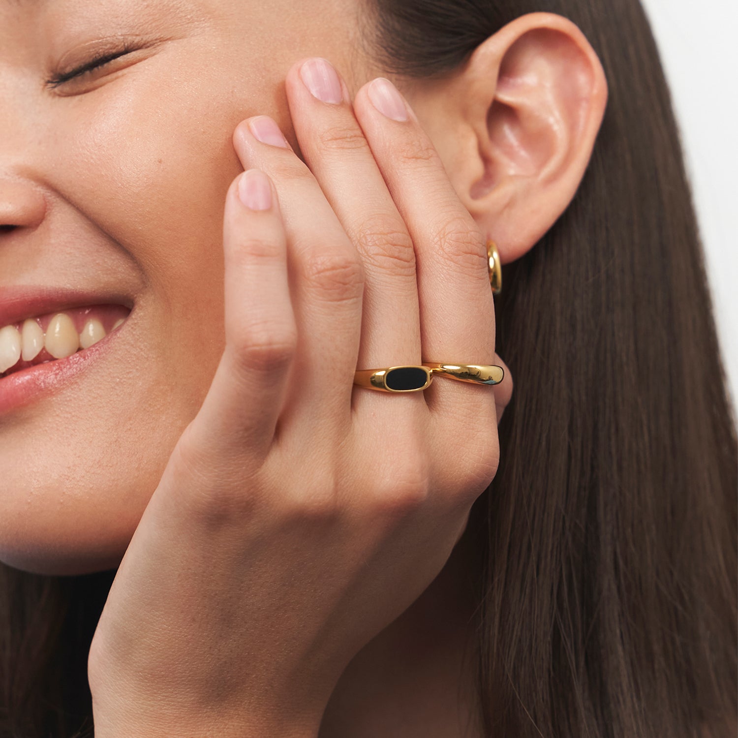 Schwarz Enamel Bombé Bold Ring