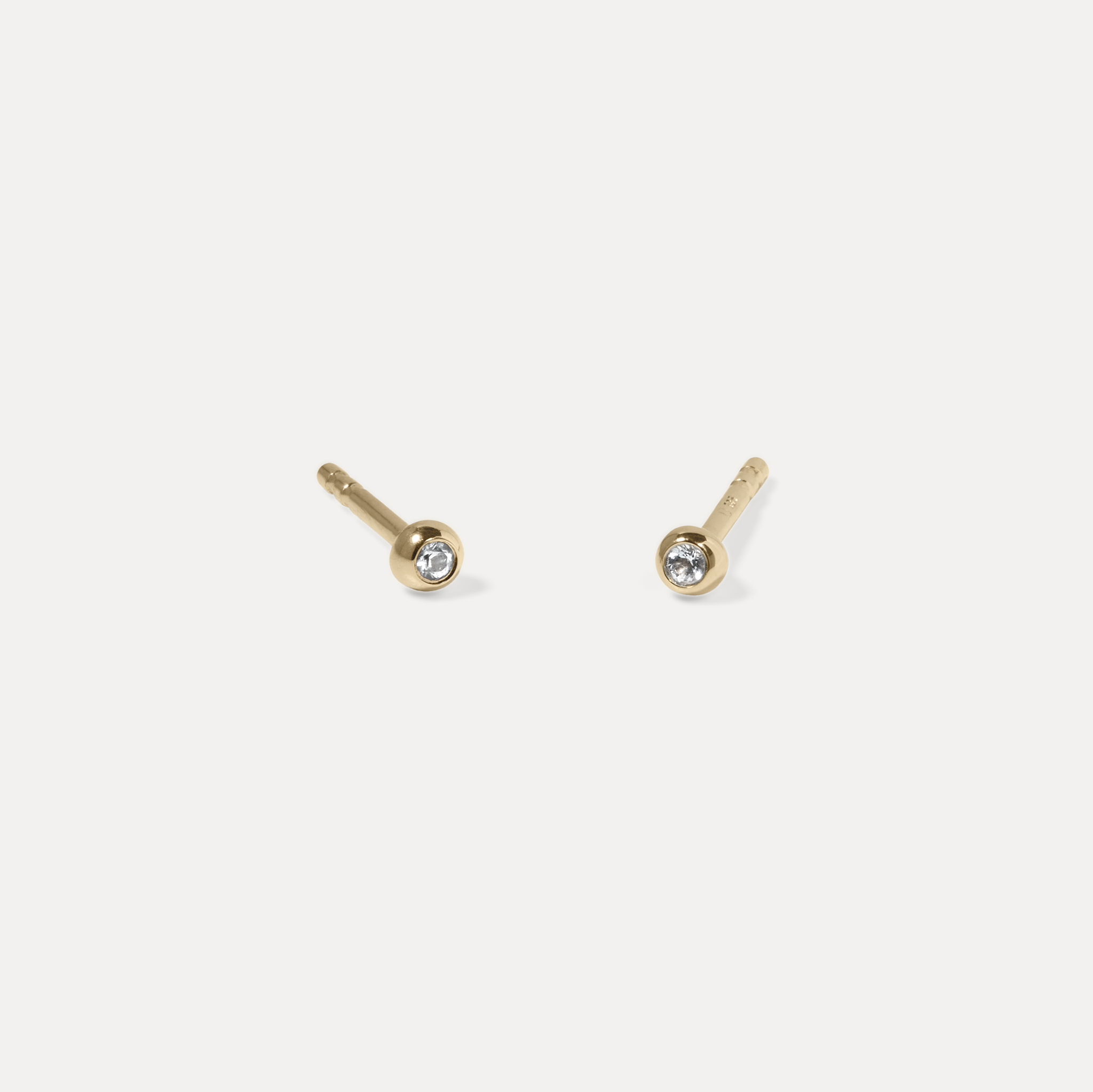 Weißer Saphir Brilliant Dot Ohrstecker Ohrringe | 585 Gold