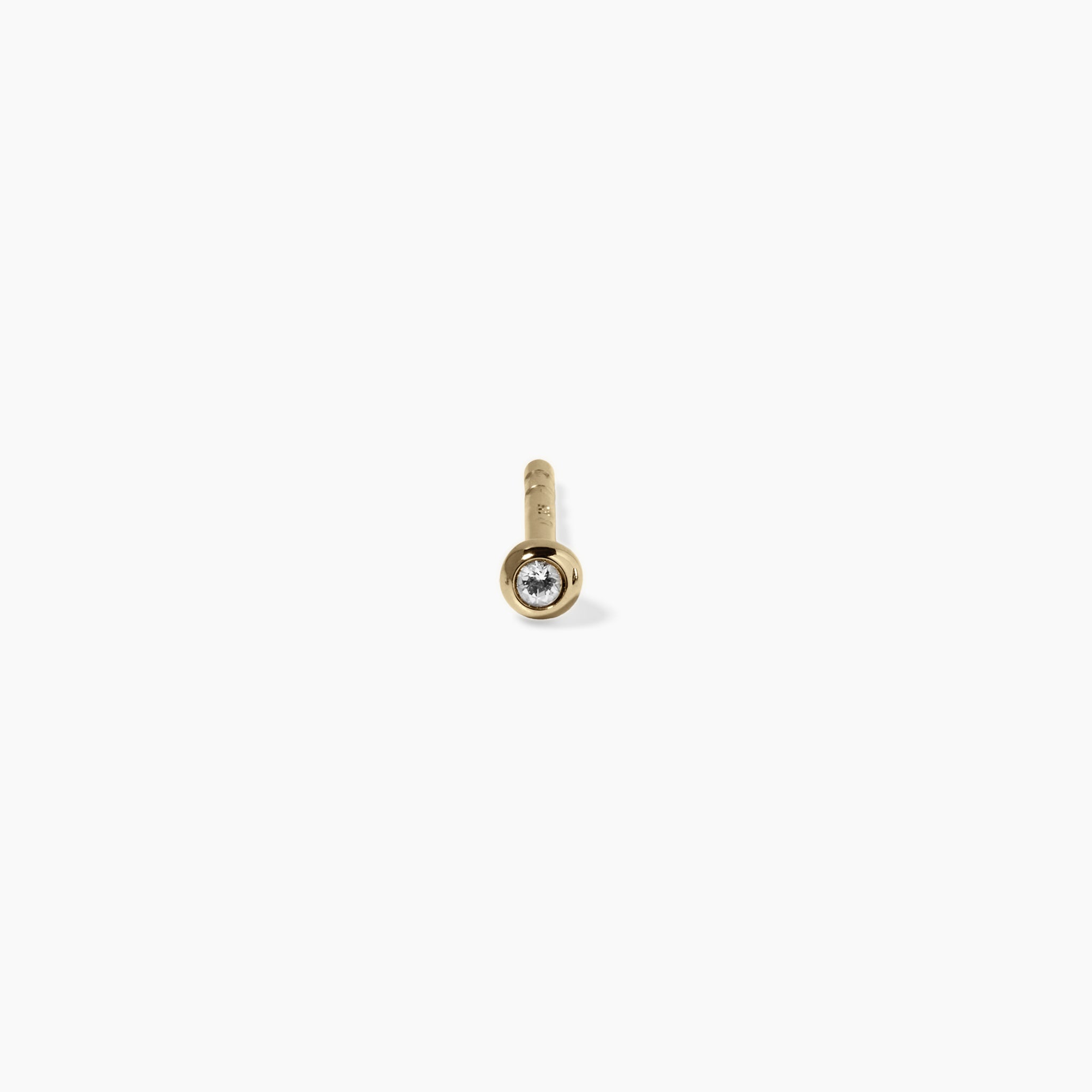Weißer Saphir Brilliant Dot Ohrstecker Ohrringe - Single | 585 Gold