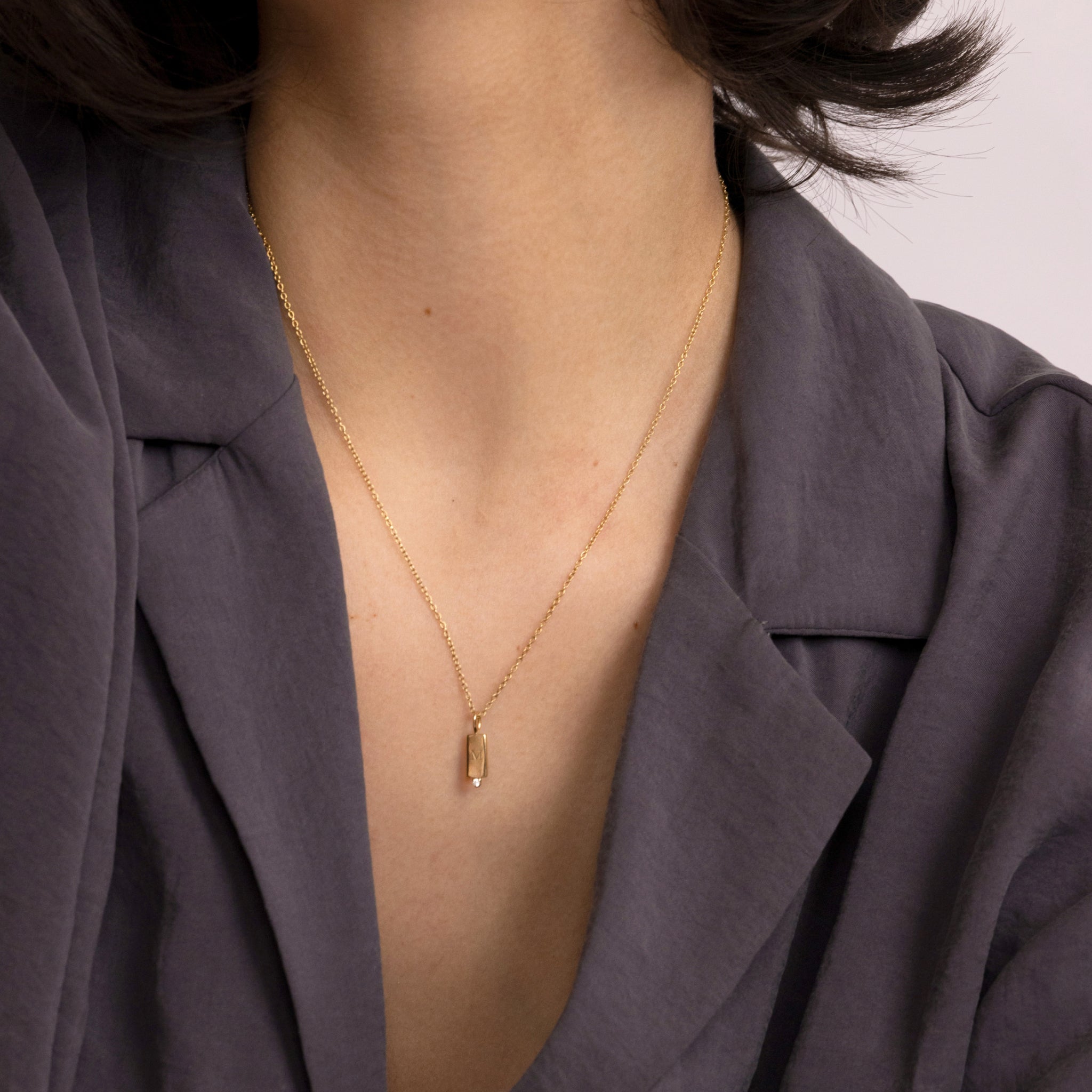 Saphir Brick Tag Anhänger | 585 Gold