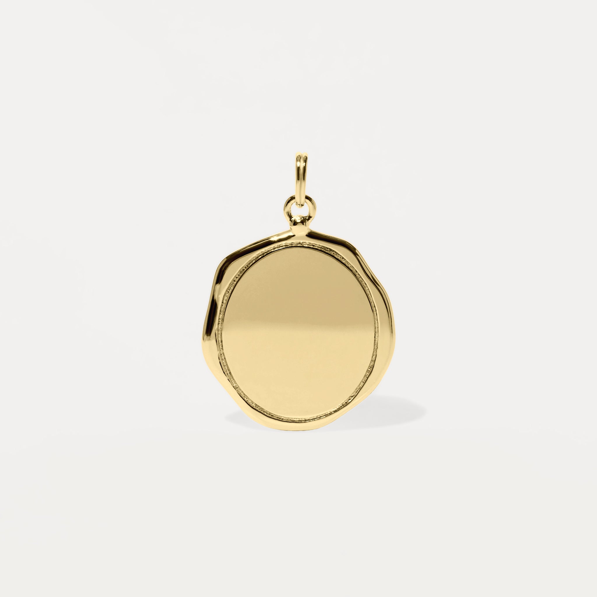 Engravable Large Seal Kette 14k Massivgold