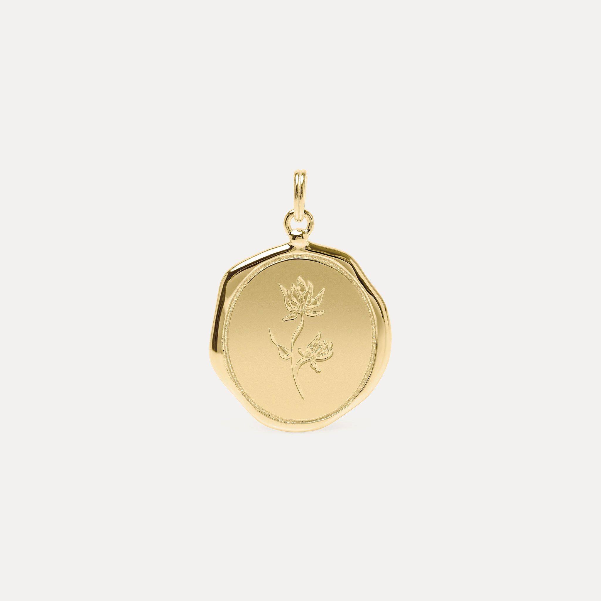 Floral Large Seal Anhänger 14k Massivgold