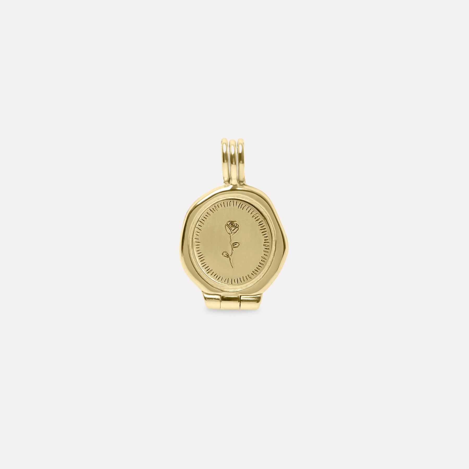 Rose Seal Medaillon Anhänger 14k Massivgold