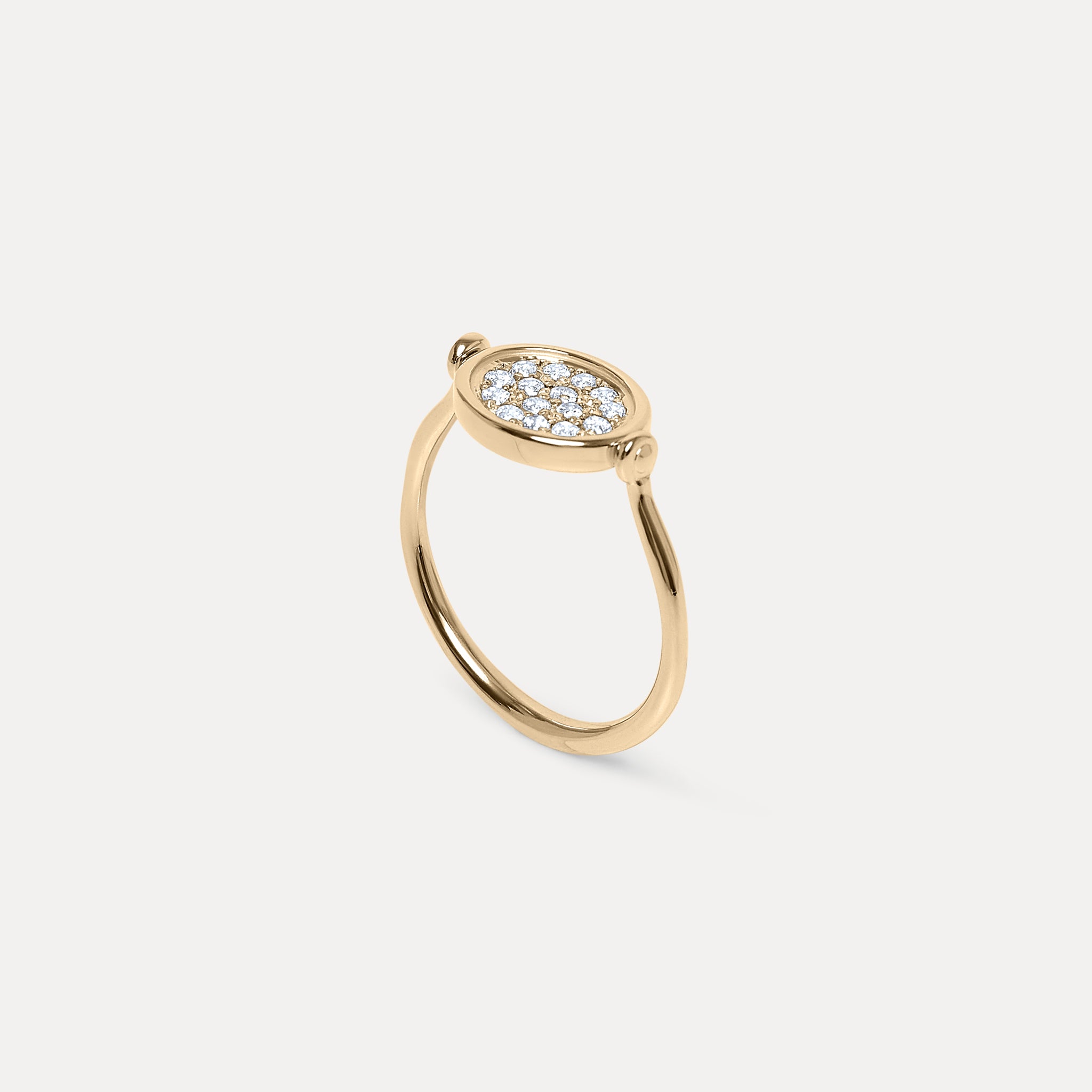 Weißer Saphir Flip Pavé Ring | 585 Gold