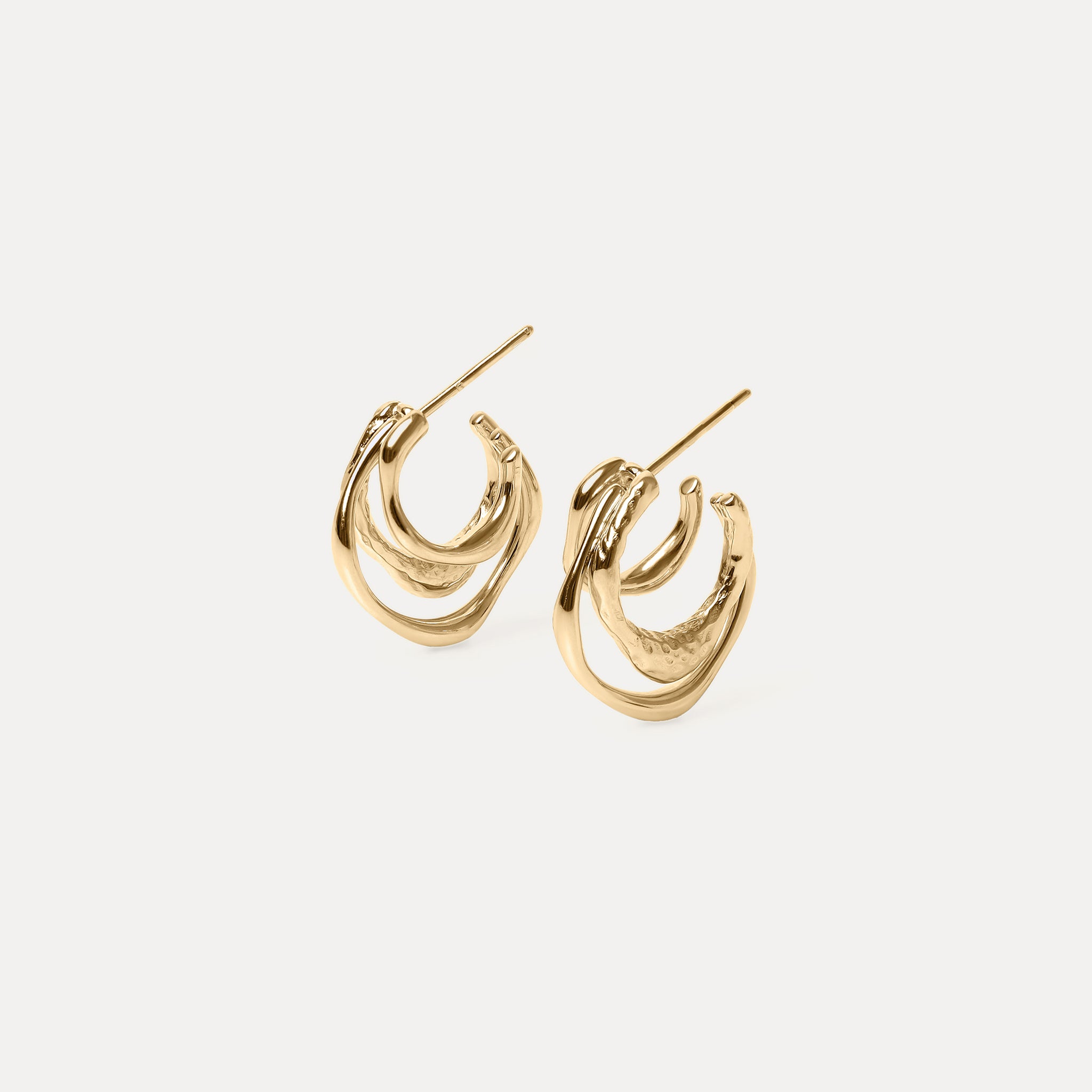 Fluid Triple Creolen Ohrringe | 585 Gold