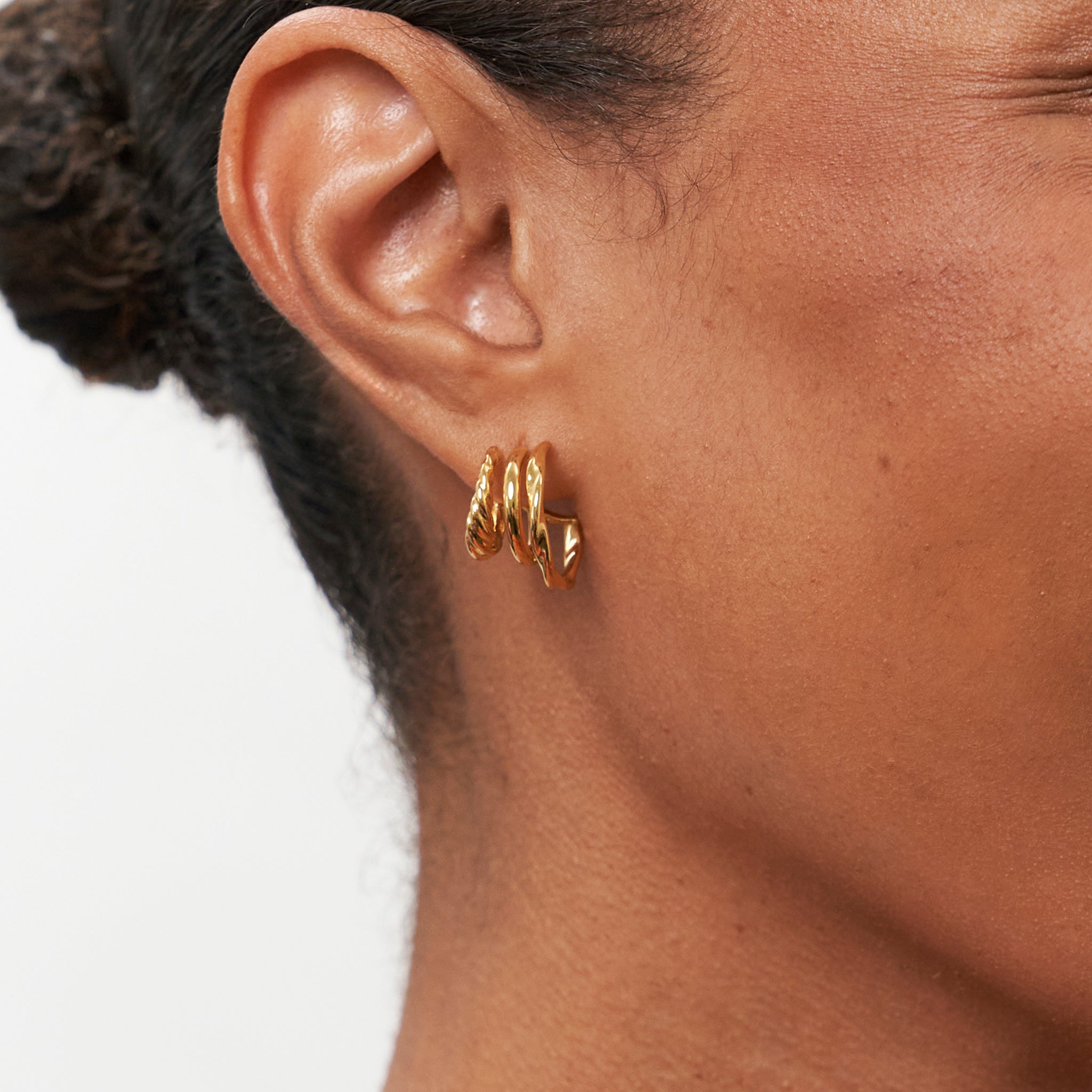 Flux Triple Creolen Ohrringe | 585 Gold