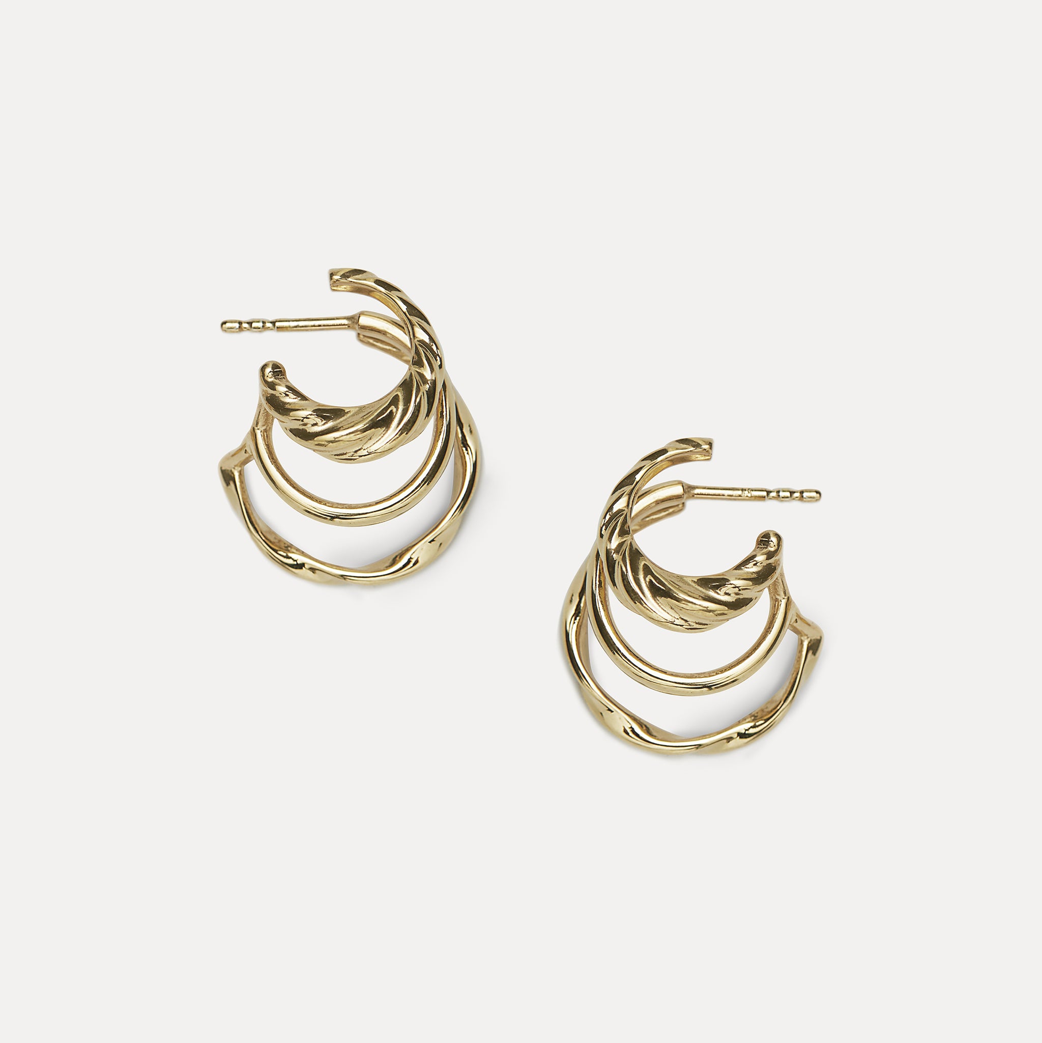 Flux Triple Creolen Ohrringe | 585 Gold