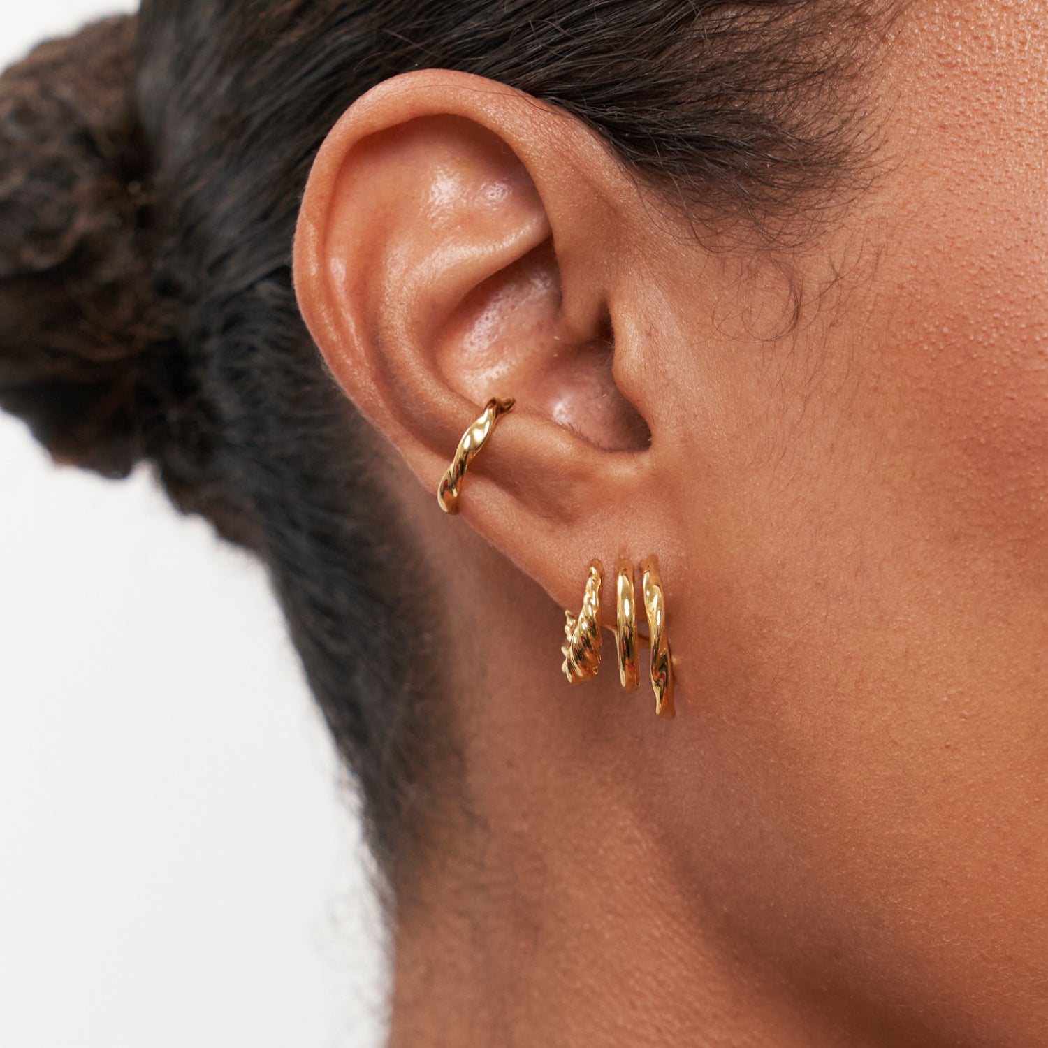 Flux Triple Creolen Ohrringe | 585 Gold