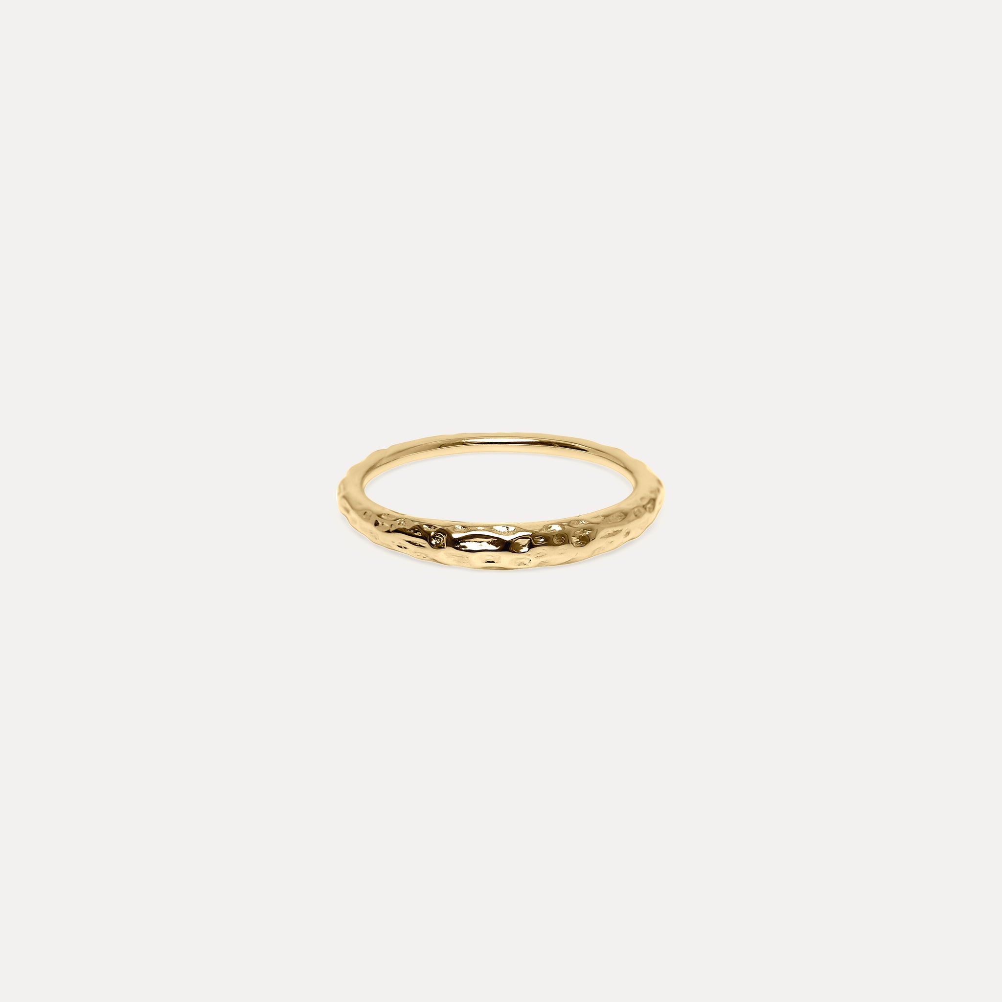 Hammered Thin Bombé Ring 14k Massivgold