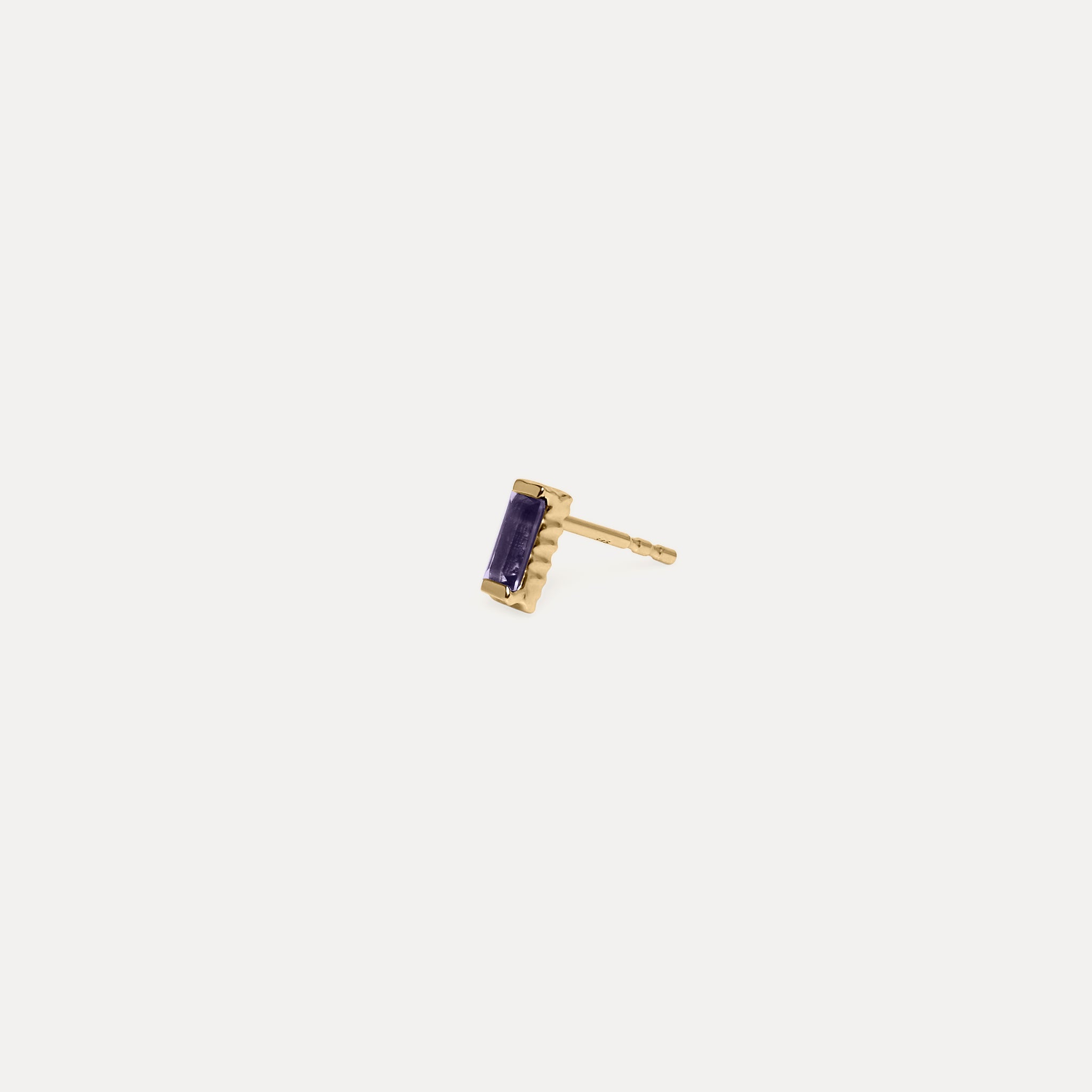 Iolith Baguette Textured Ohrstecker Ohrringe - Single | 585 Gold