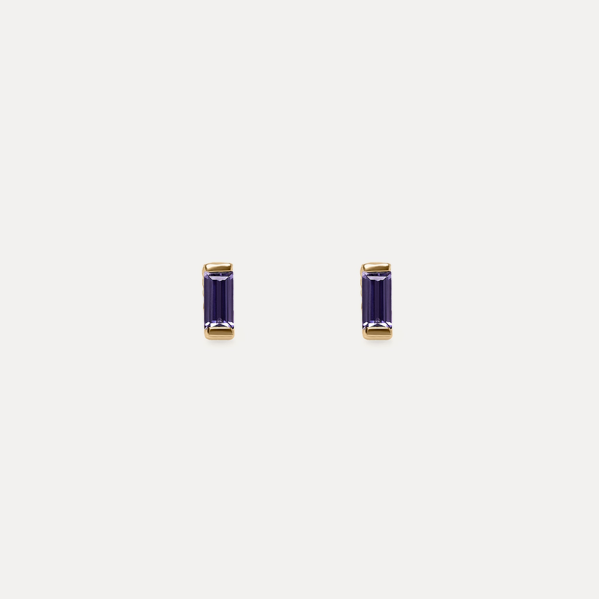 Iolith Baguette Textured Ohrstecker Ohrringe | 585 Gold