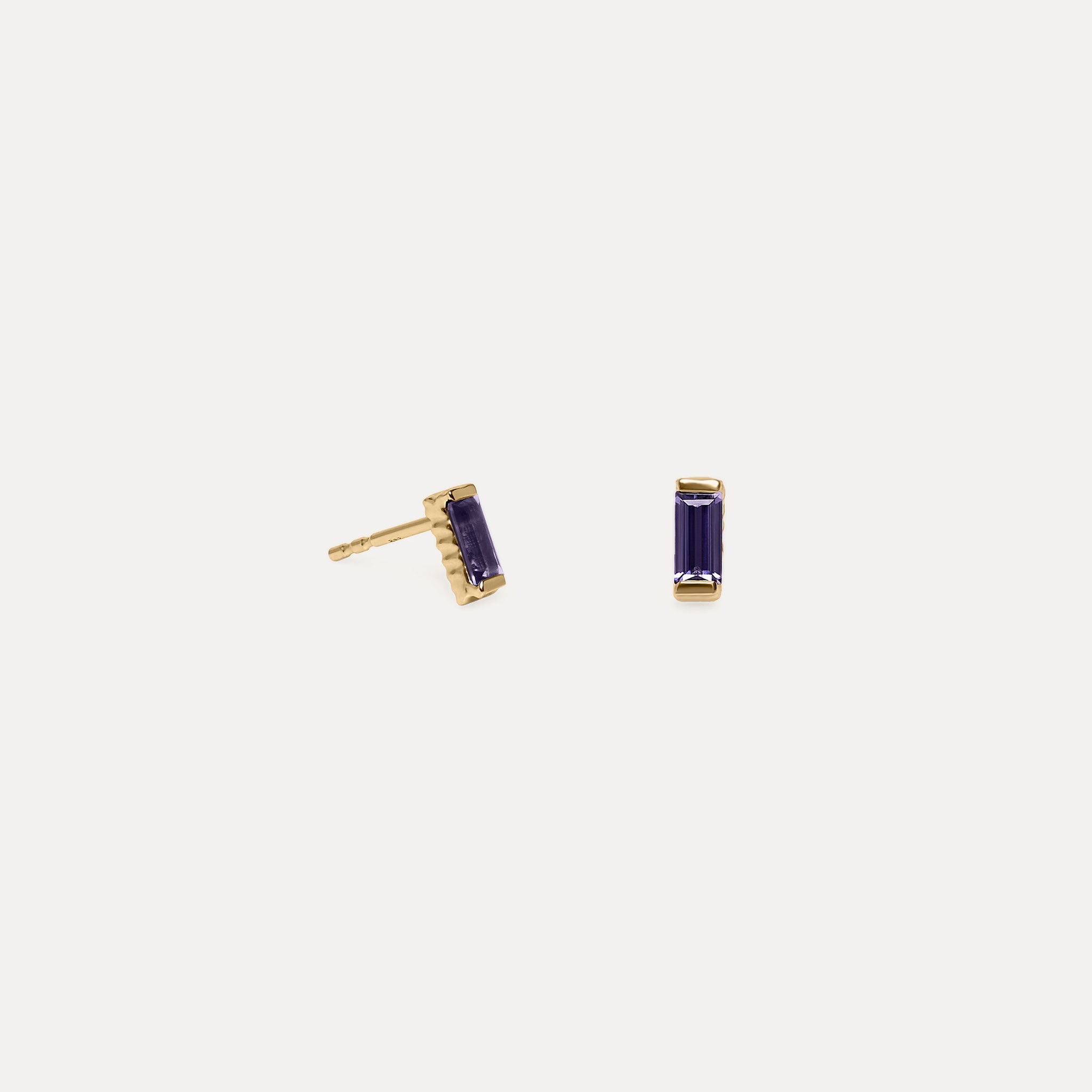 Iolith Baguette Textured Ohrstecker Ohrringe | 585 Gold
