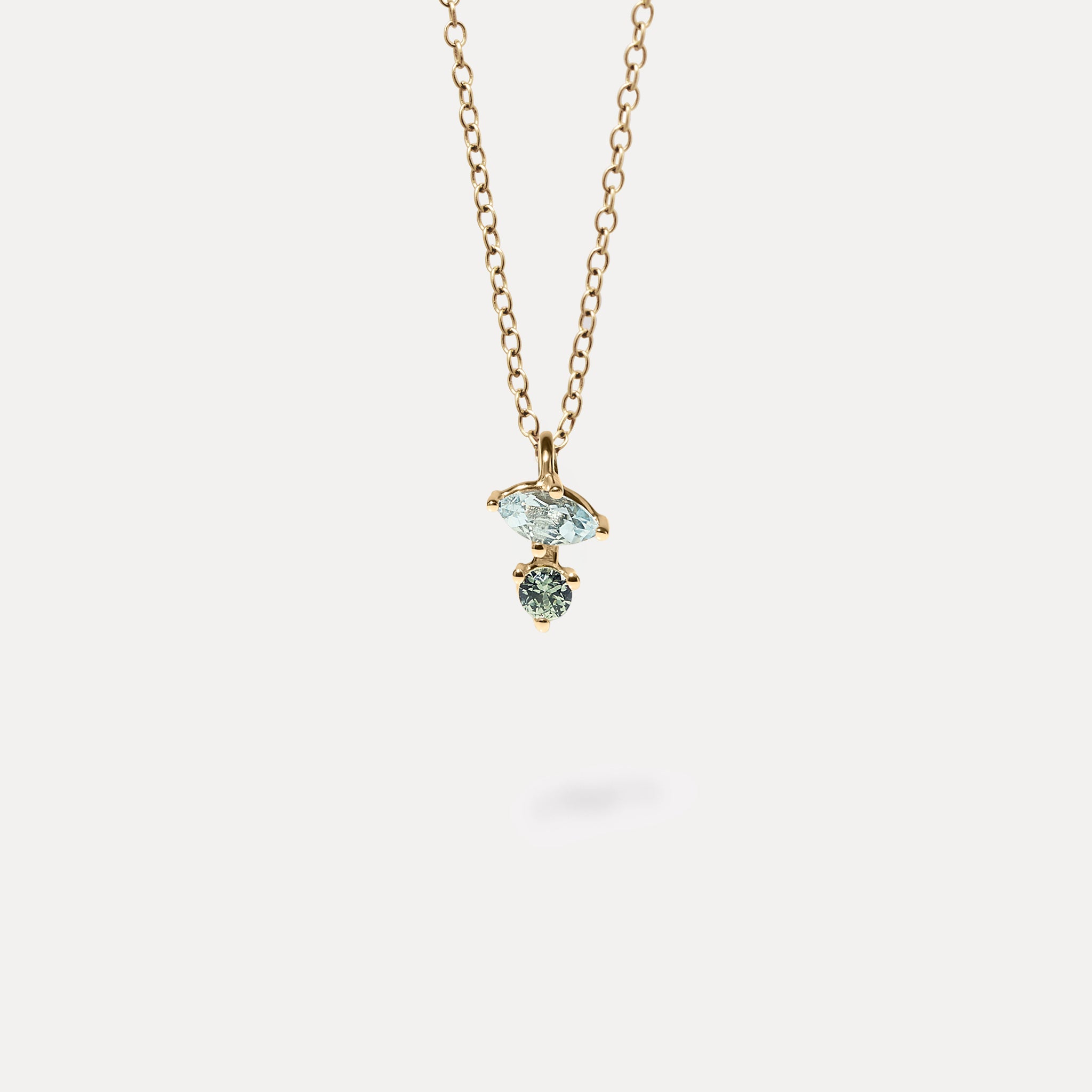 Aquamarin & Grüner Saphir Joy Anhänger | 585 Gold