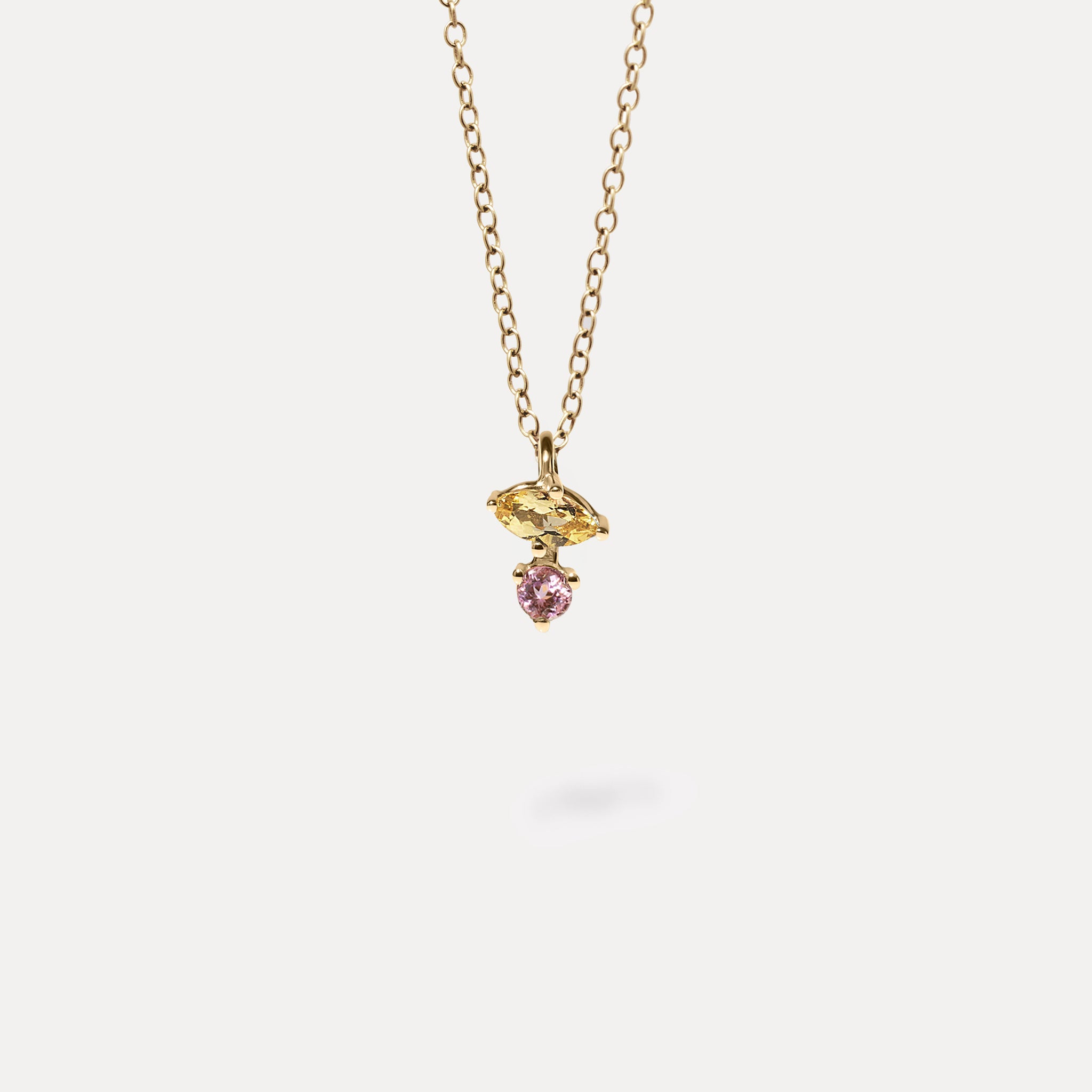 Citrin & Rosa Turmalin Joy Anhänger | 585 Gold