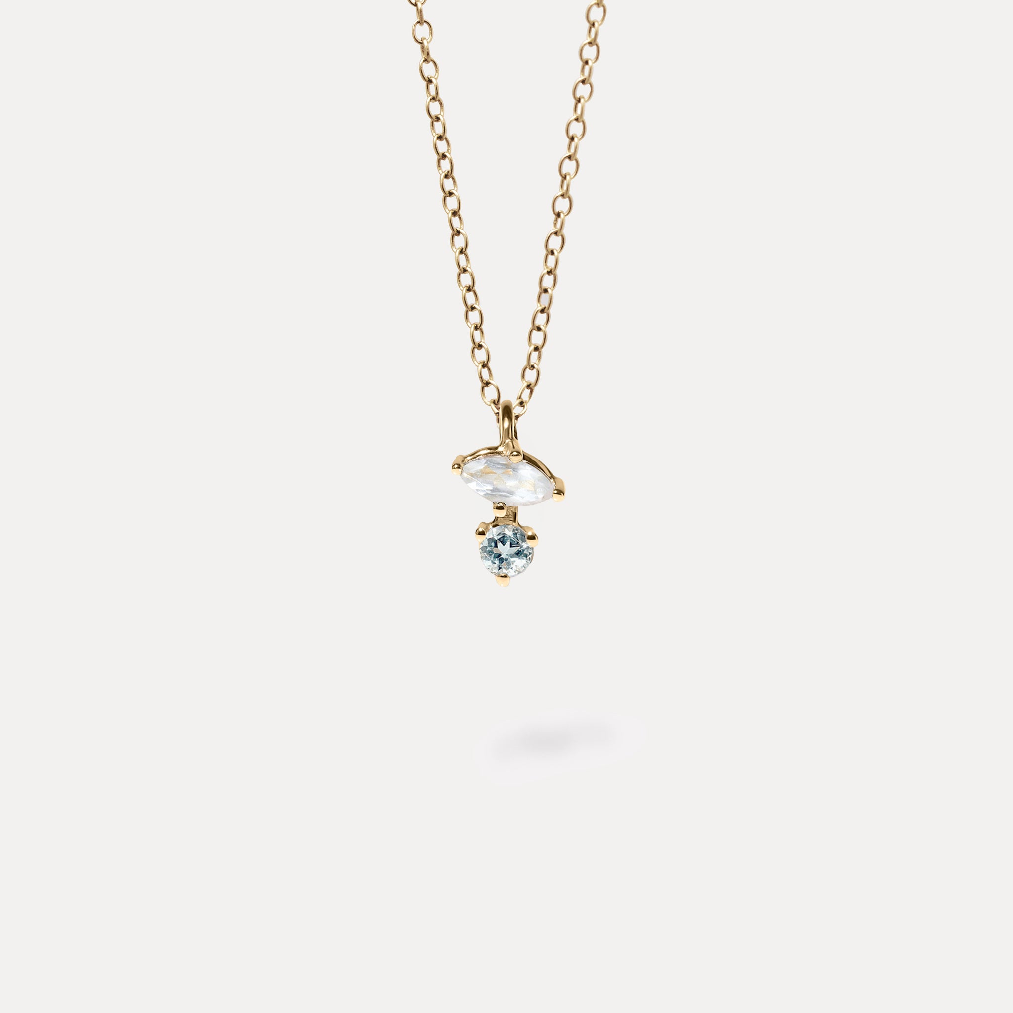 Mondstein & Aquamarin Joy Anhänger | 585 Gold