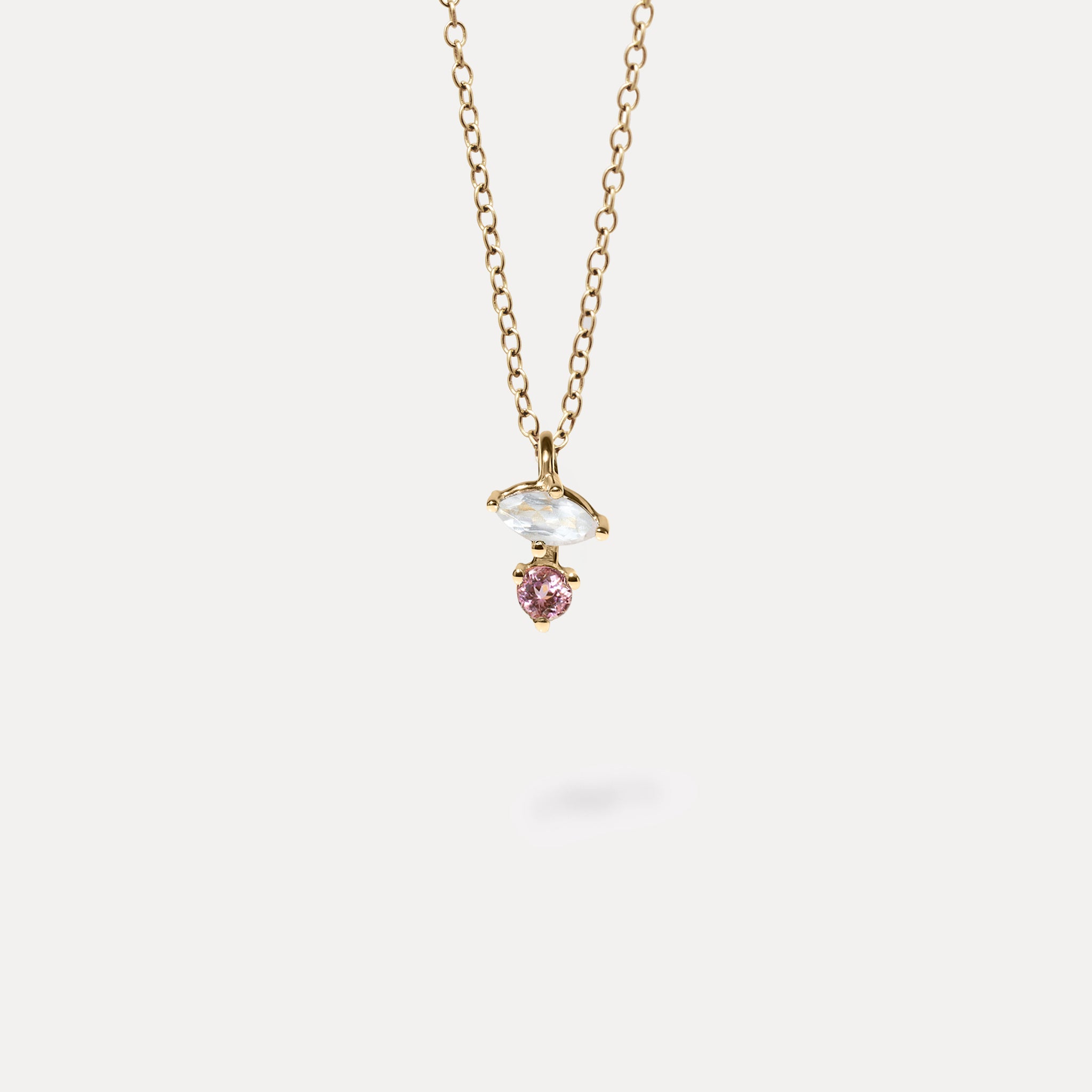 Mondstein & Rosa Turmalin Joy Anhänger | 585 Gold